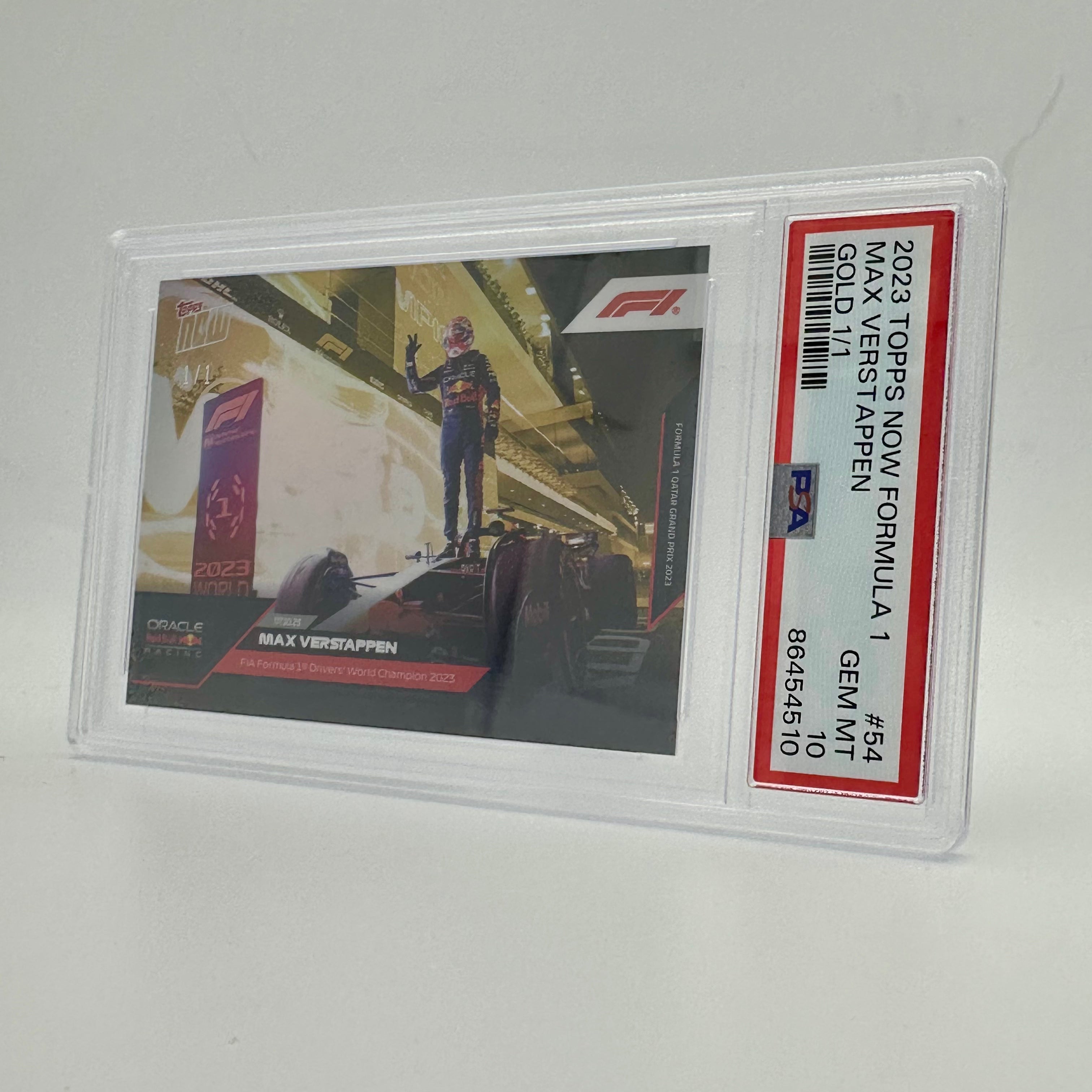 2023 Topps Now Max Verstappen #54 PSA 10 Gold Card - 2023 FIA Formula 1 World Champion - Perfect for Sports Collectors & F1 Racing Fans