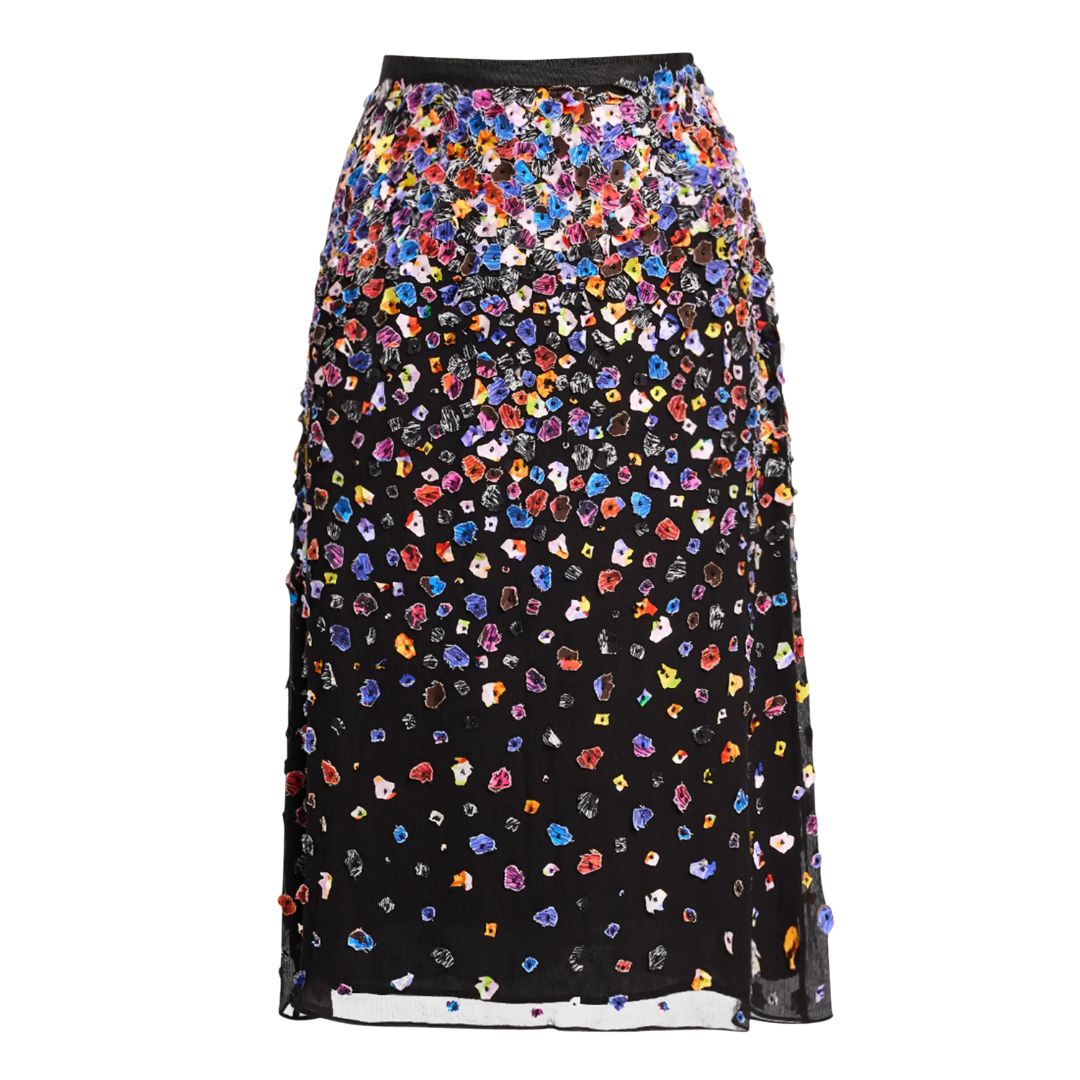 Embroidered A-Line Skirt for Women - Elegant Floral Design, High Waist, Flowy Midi Length - Perfect for Office, Parties & Casual Outings