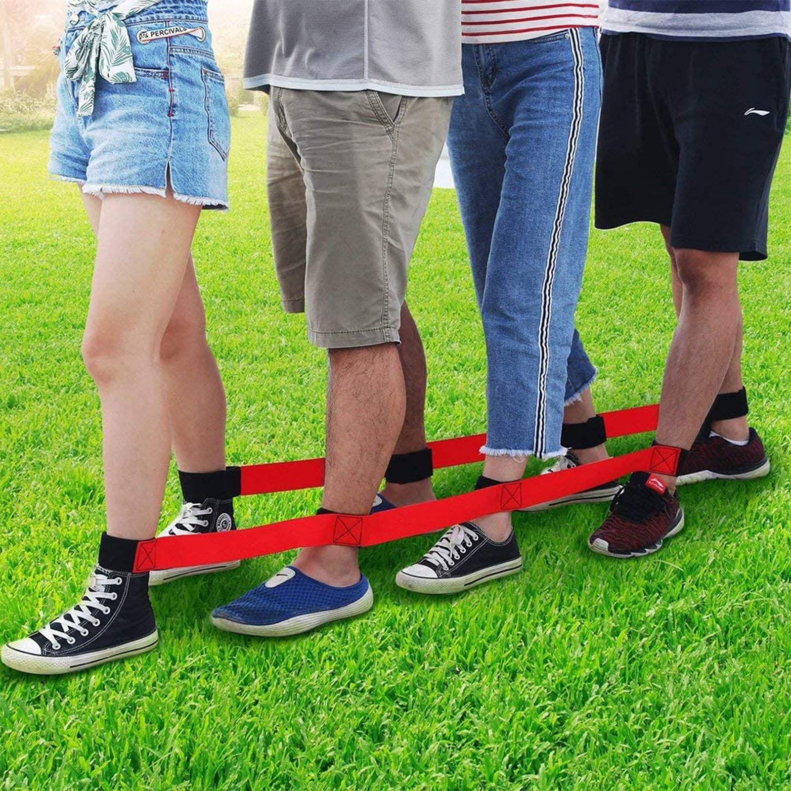 4 Legged Race Bands for Adults & Kids - Adjustable Nylon Leg Ties for 3-Legged Races, Team Sports, Field Day Games, Outdoor Competitions & Birthday Party Activities - Perfect for Family Fun, School Events & Group Challenges
