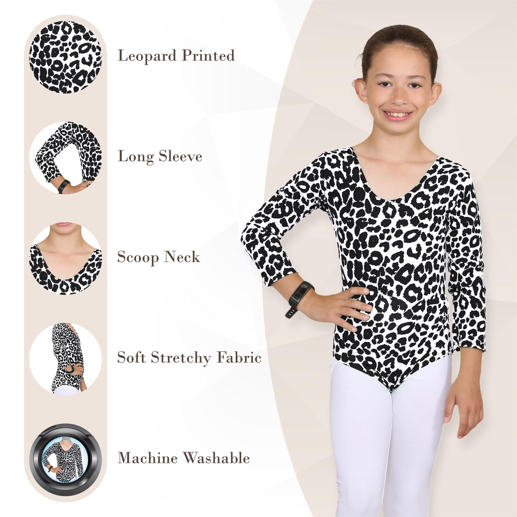 Janisramone® Girls Gymnastics Leotard - Leopard Print Ballet Dance Bodysuit for Kids | Perfect for Ballet, Gymnastics, Dance Classes & Performances