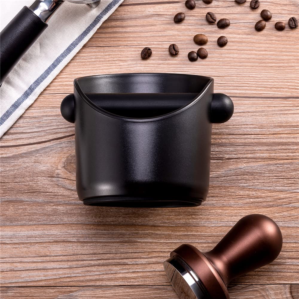 Premium Espresso Knock Box for Barista & Home Use - Wide Mouth Red Coffee Grounds Bin with Removable Knock Bar, Non-Slip Shock-Absorbent Base - Ideal for Coffee Shops, Home Brewing & Professional Barista Workstations