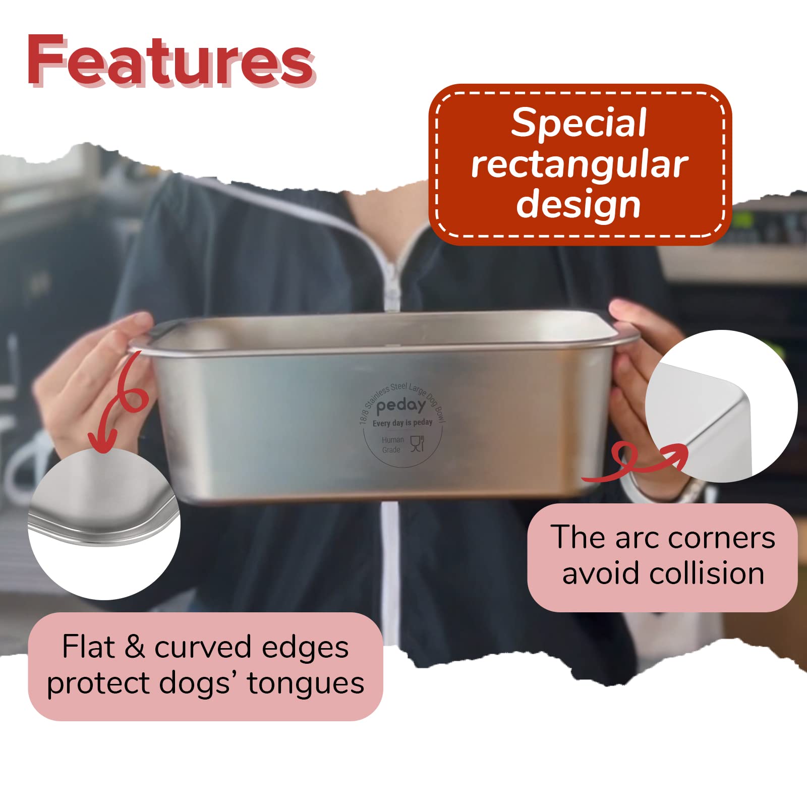 **PEDAY 2.64 Gallon Extra Large Stainless Steel Dog Water Bowl - Human-Grade, Non-Tip, Durable for XL Dogs (Silver) - Perfect for Outdoor, Travel & Home Use**