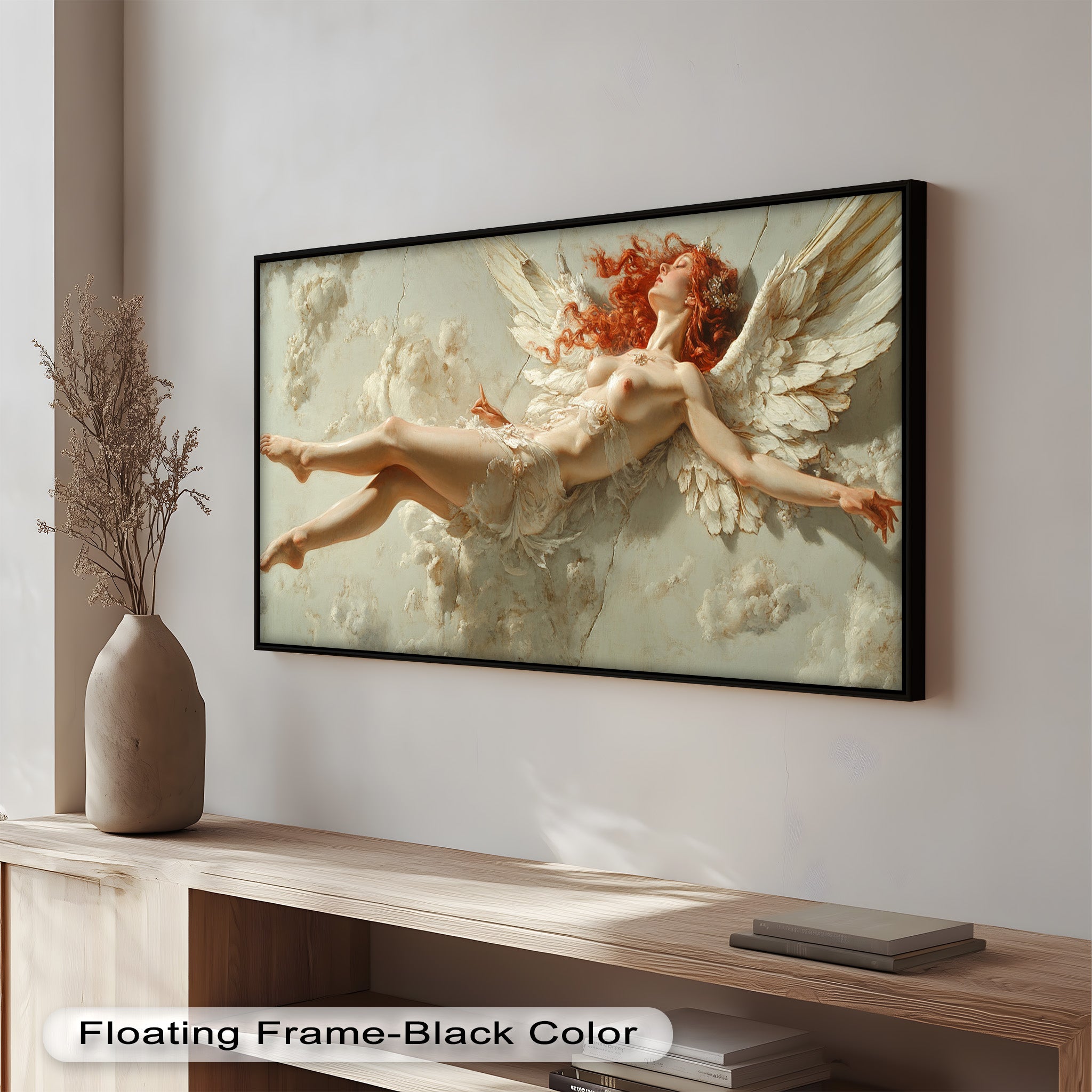Ascension of the Flame - Mythological Angel Oil Painting Wall Art for Home Decor, Living Room, Bedroom & Office