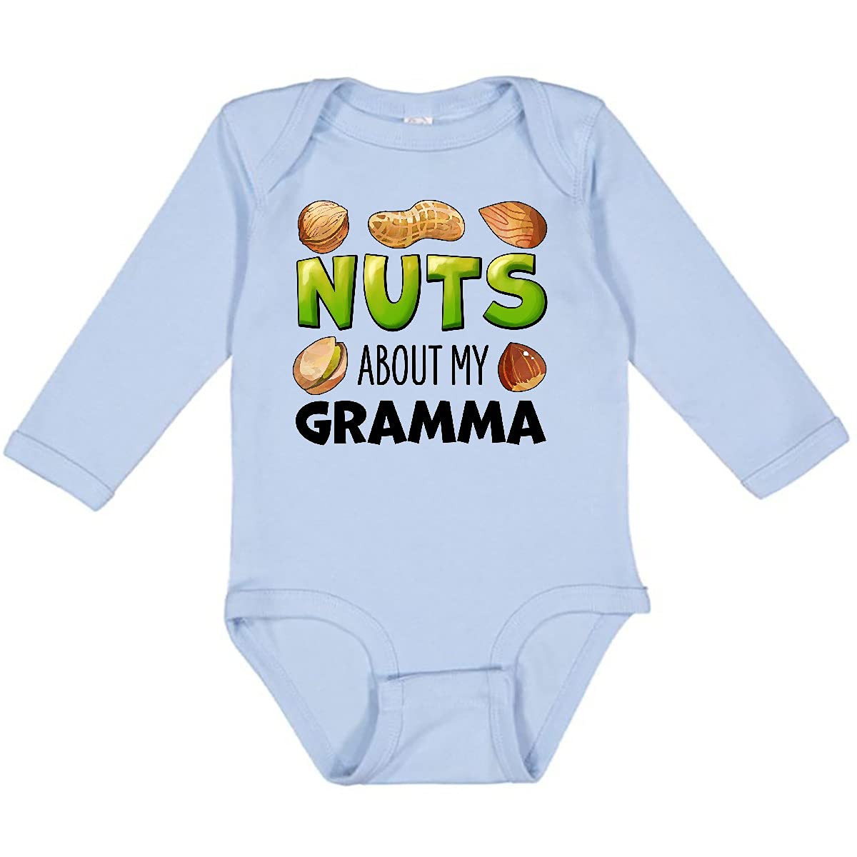 Inktastic Nuts About My Gramma Peanut Almond Pistachio Long Sleeve Baby Bodysuit - Cute Outfit for Grandparents Day, Family Photos & Holiday Gifts