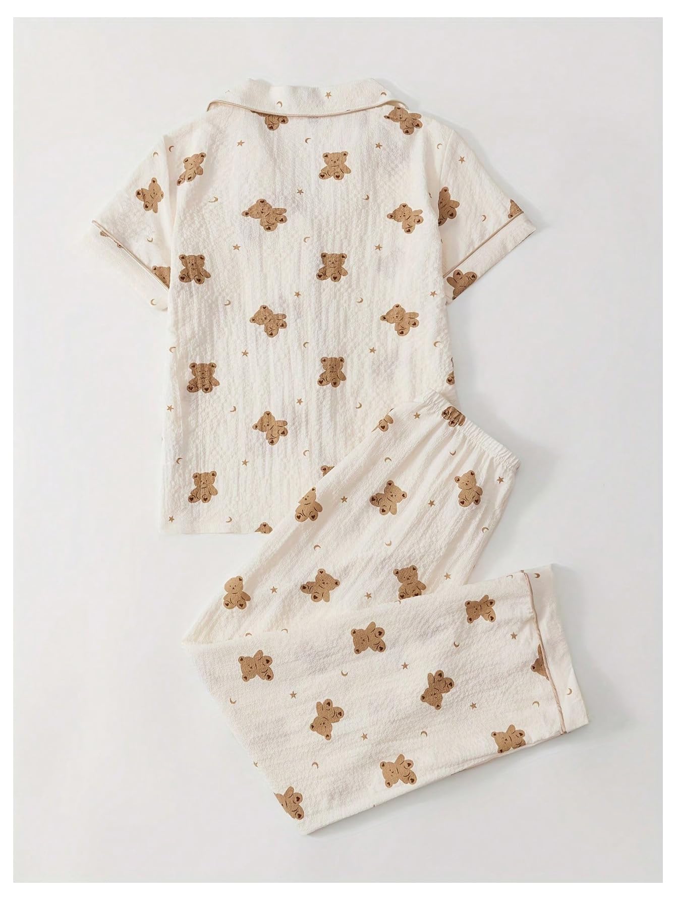 Verdusa Women's 2-Piece Pajama Set - Cute Printed Button-Up Sleepwear with Pants for Cozy Nights & Lounge Wear - Soft Cotton PJS for Relaxing at Home, Sleepovers and Gift Giving