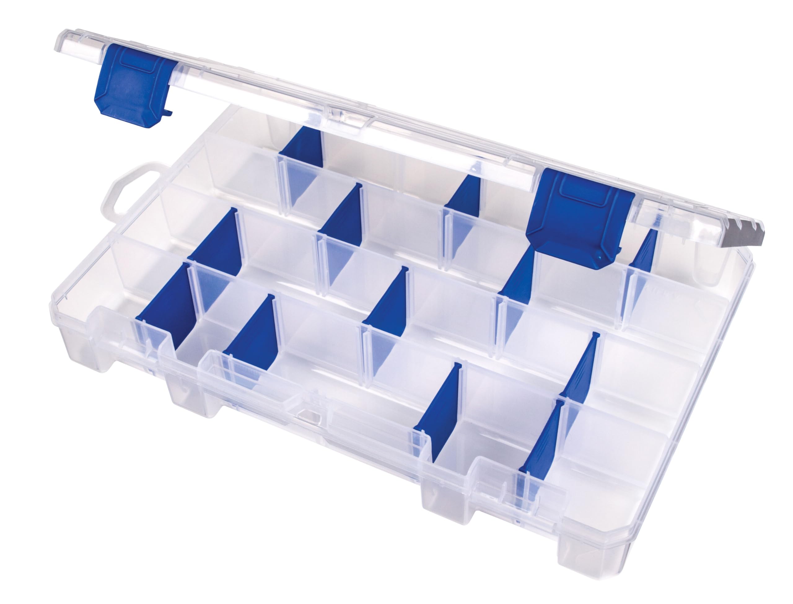 Flambeau Outdoors 4007 Clear Fishing Tackle Box with 12 Dividers & 24 Compartments - Rustproof Tuff Tainer Lure Organizer for Bass, Trout & Saltwater Fishing | Perfect for Boat, Kayak & Shore Fishing Trips