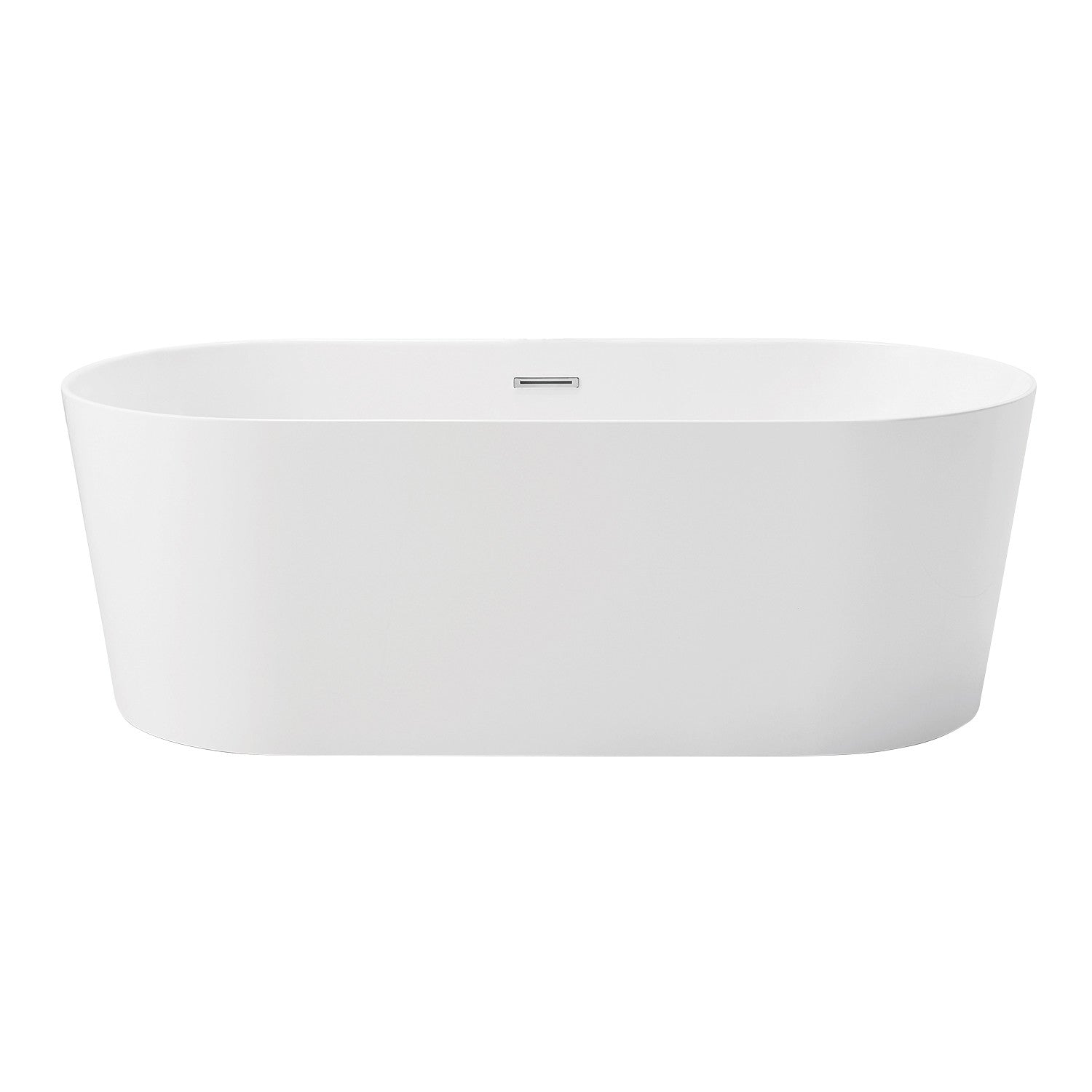 Aqua Eden 54 Inch Freestanding Acrylic Bathtub - Oval Double Ended Soaking Tub with Drain, Glossy White Finish for Luxury Bathroom & Spa Relaxation