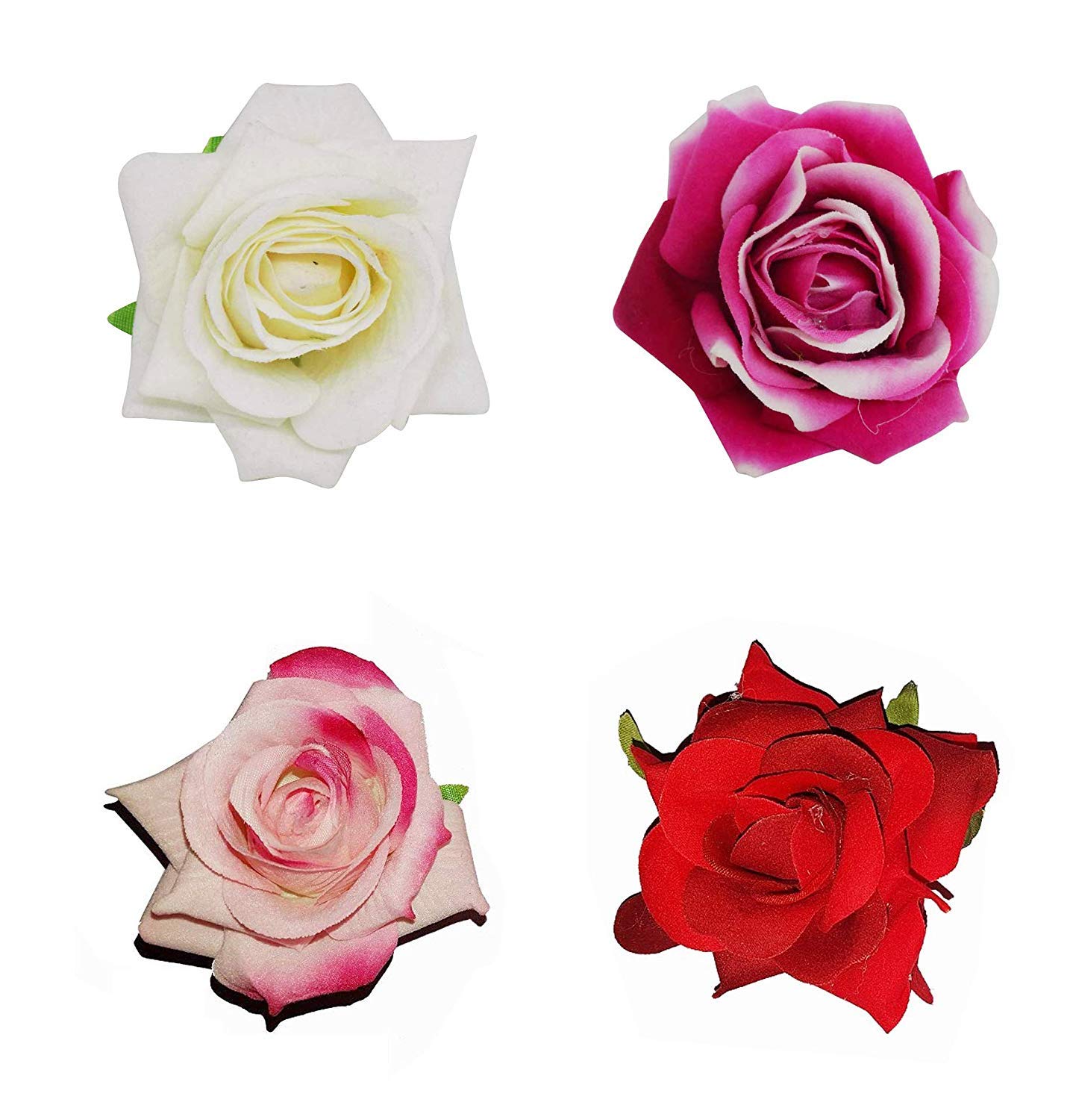 AATIRA Handmade Rose Floral Hairpin - Red Bridal Hair Clip for Weddings, Parties & Special Events - Pack of 4 Romantic Hair Accessories (Perfect for Brides, Bridesmaids, Prom & Formal Occasions)
