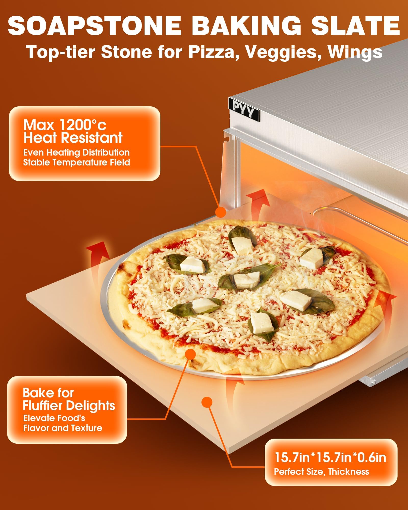 PYY 1800W Electric Pizza Oven with Visual Window - Countertop Indoor Pizza Maker, Commercial Pizza Cooker with Pizza Stone & Timer for Home, Restaurant & Outdoor Use