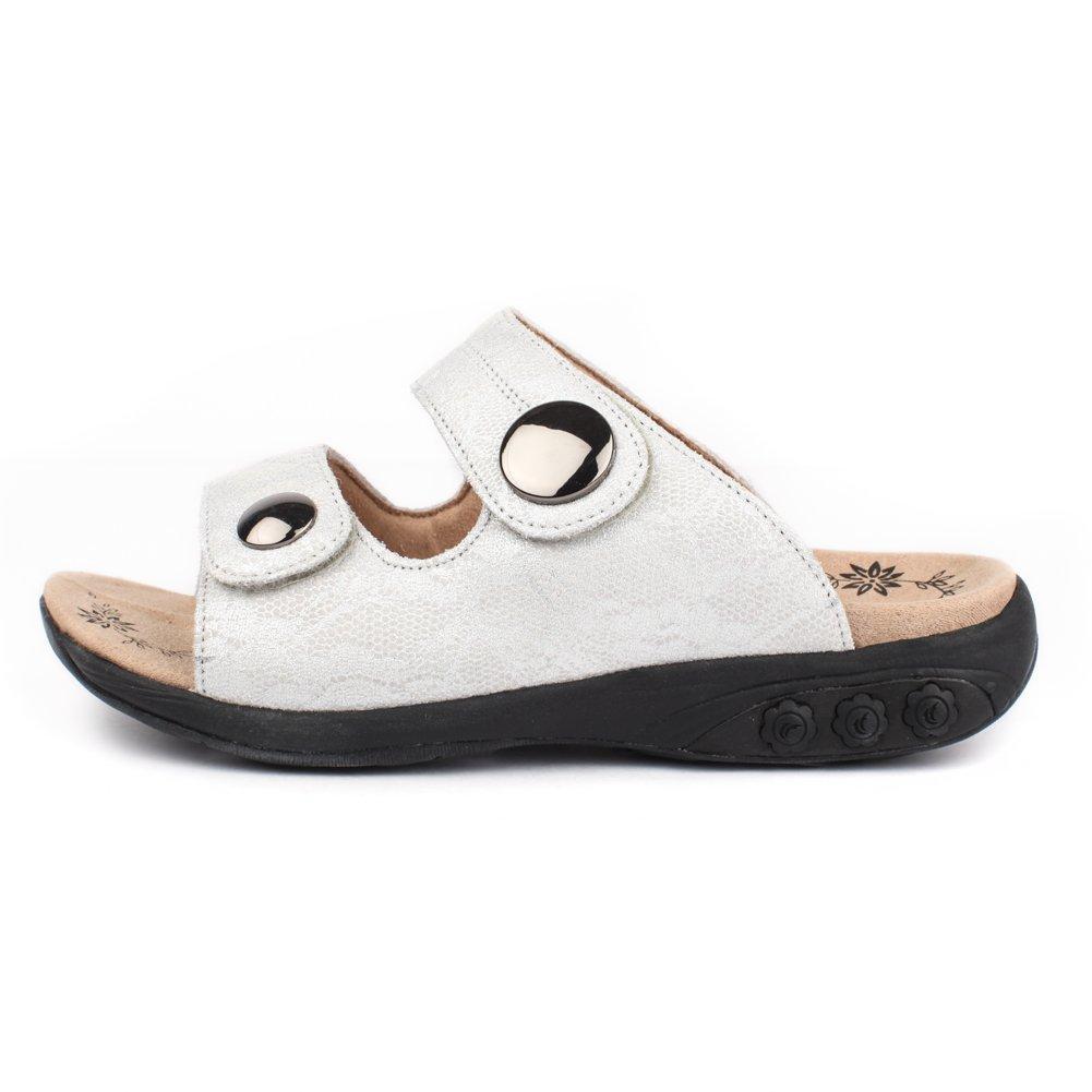 Eva Women's Comfortable Leather Adjustable Strap Slip-On Sandals - Casual Summer Walking Shoes for Beach, Vacation & Daily Wear