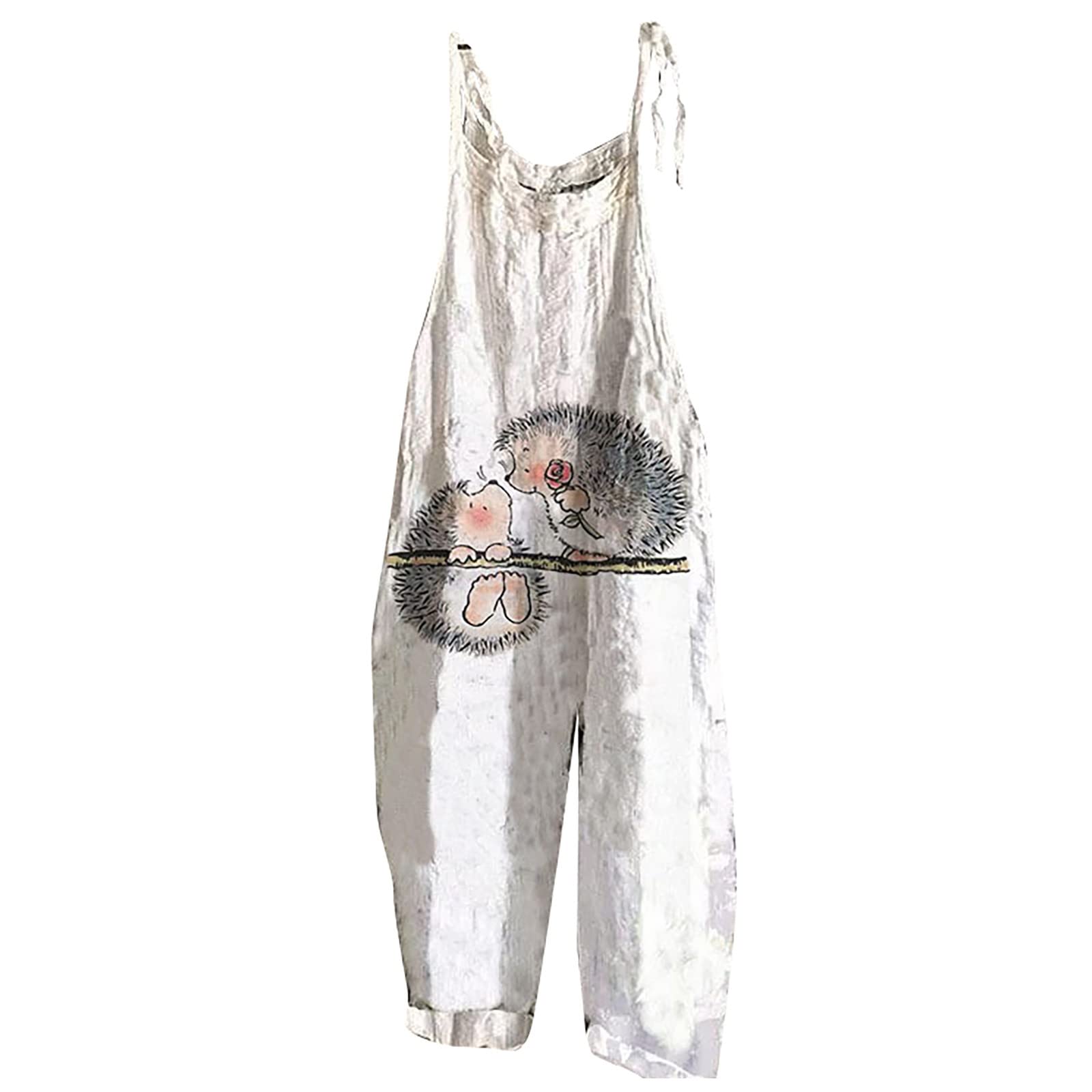 Women's Floral Cotton Jumpsuits - Dressy Sleeveless Romper with Spaghetti Straps & Tie Waist | Perfect for Summer Outfits, Beach Vacations & Casual Dates