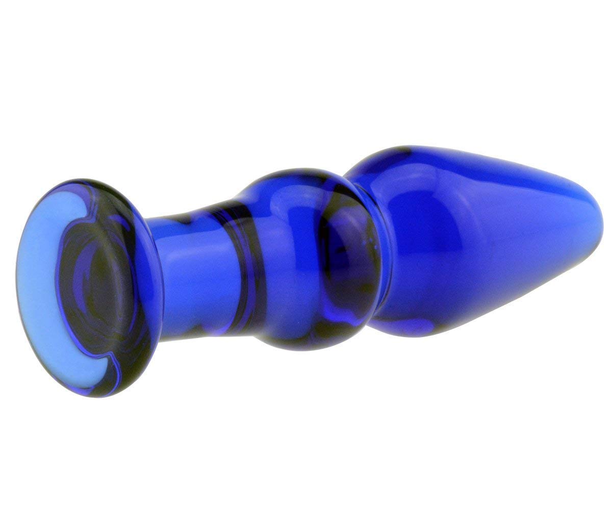 Premium Blue Glass Anal Plug & Beads Set - Crystal Anal Trainer Toy for Men & Women - Safe & Comfortable Anal Training - Perfect for Beginners & Advanced Play at Home or in the Bedroom