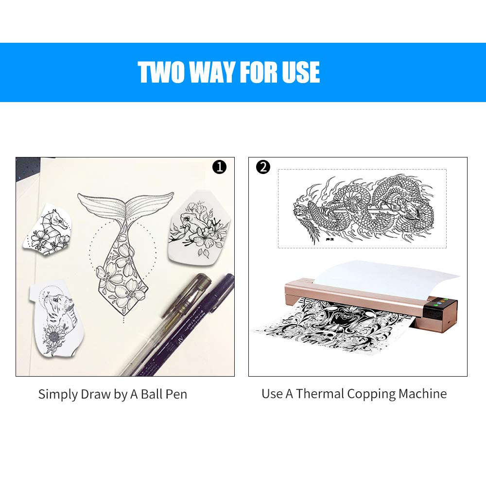 Premium Tattoo Transfer Paper 100 Sheets - Thermal Stencil Paper for Professional Tattoo Artists - A4 Size Skin Safe Tattoo Supplies - Perfect for Tattoo Studios, Home Practice & Body Art Designs