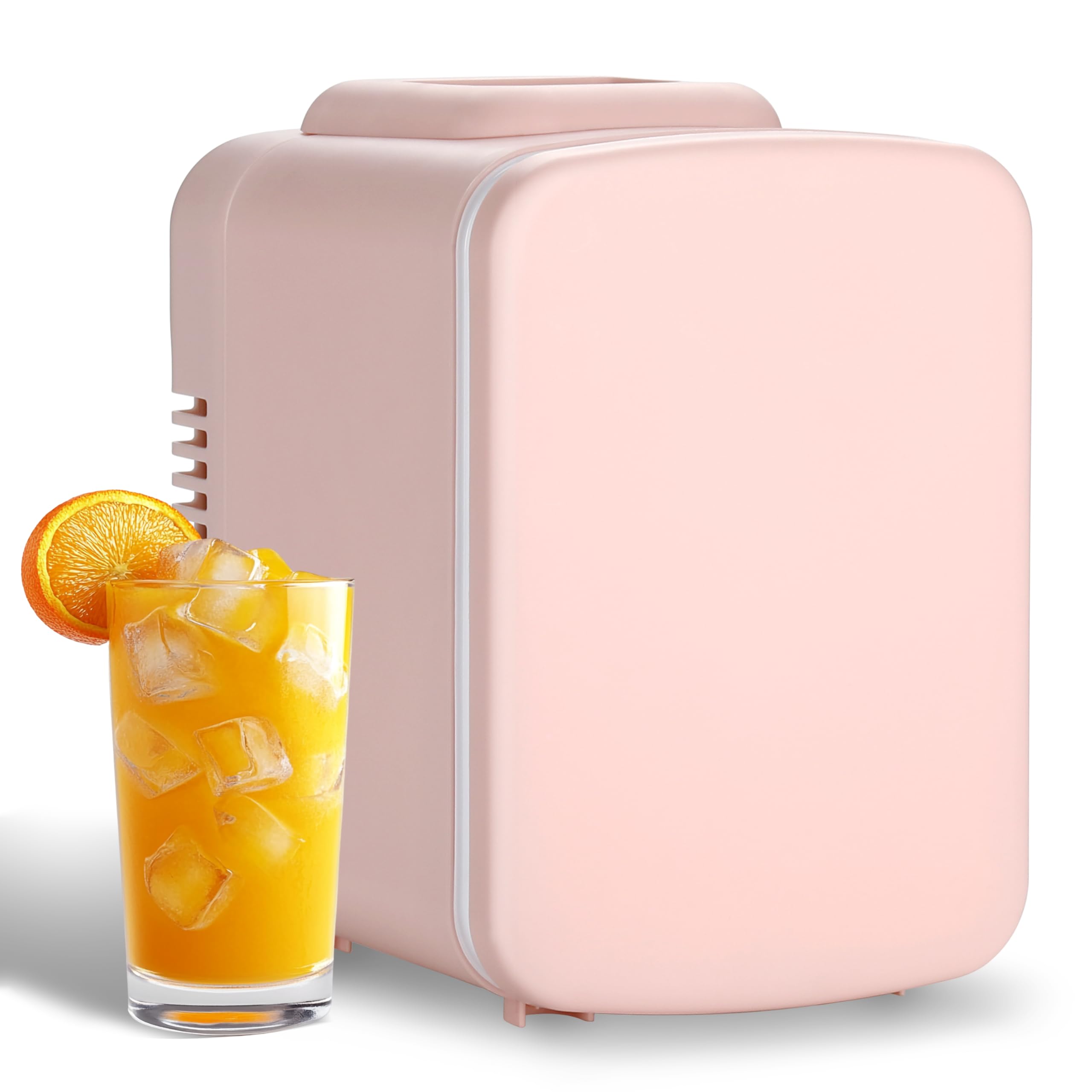 Simple Deluxe 4L/6 Can Mini Fridge - Portable Cooler & Warmer for Skincare, Cosmetics, Beverages, Food - Compact Refrigerator for Home, Office, Dorm, Travel - Pink (4 Liter Capacity)