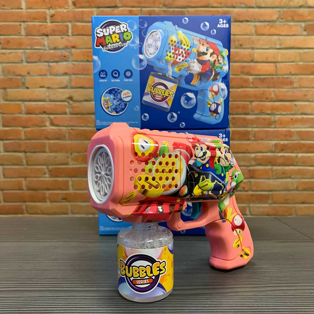 Super Mario Bubble Blaster Gun for Kids - Pink Bubble Shooter Toy for Outdoor Play, Birthday Parties & Fun Family Activities