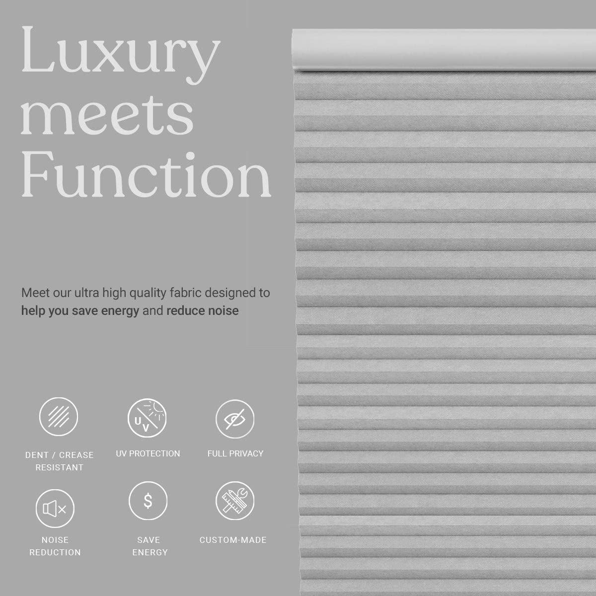 Premium Blackout Cellular Shades - Cordless Honeycomb Blinds for Windows | 1.5