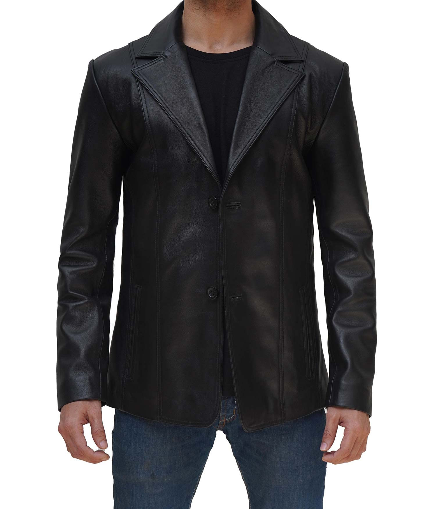 Decrum Genuine Lambskin Leather Blazer for Men - Premium Brown & Black Leather Jacket | Formal Wear, Business Attire & Special Occasions