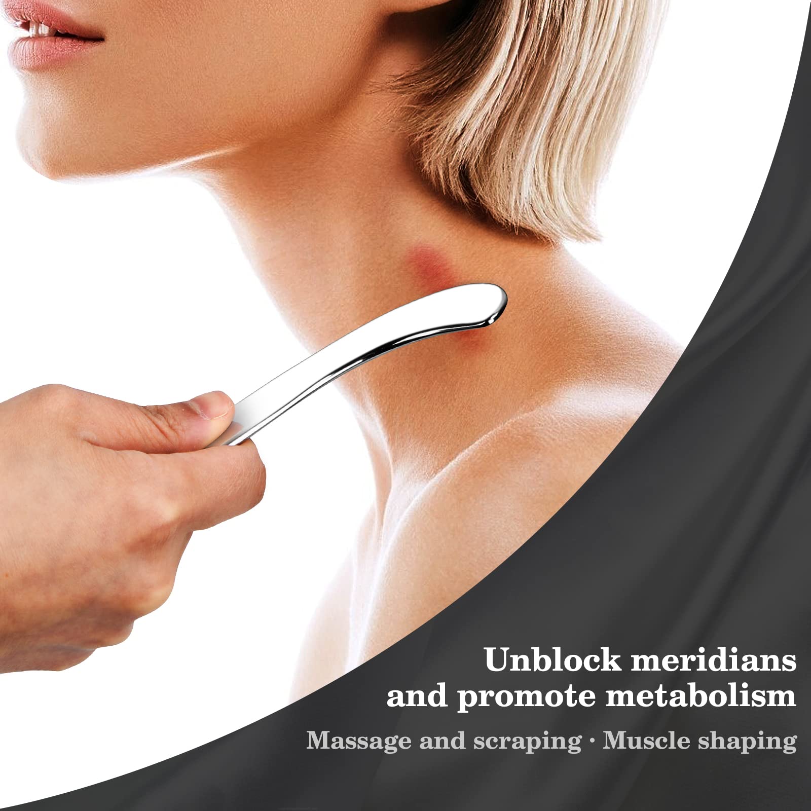Premium Stainless Steel Gua Sha Massage Tool for Back, Legs, Arms, Neck & Shoulder Pain Relief - Professional Grade Scraping Therapy Instrument for Muscle Relaxation & Physical Therapy - Perfect for Home Spa, Self-Care & Wellness Routine
