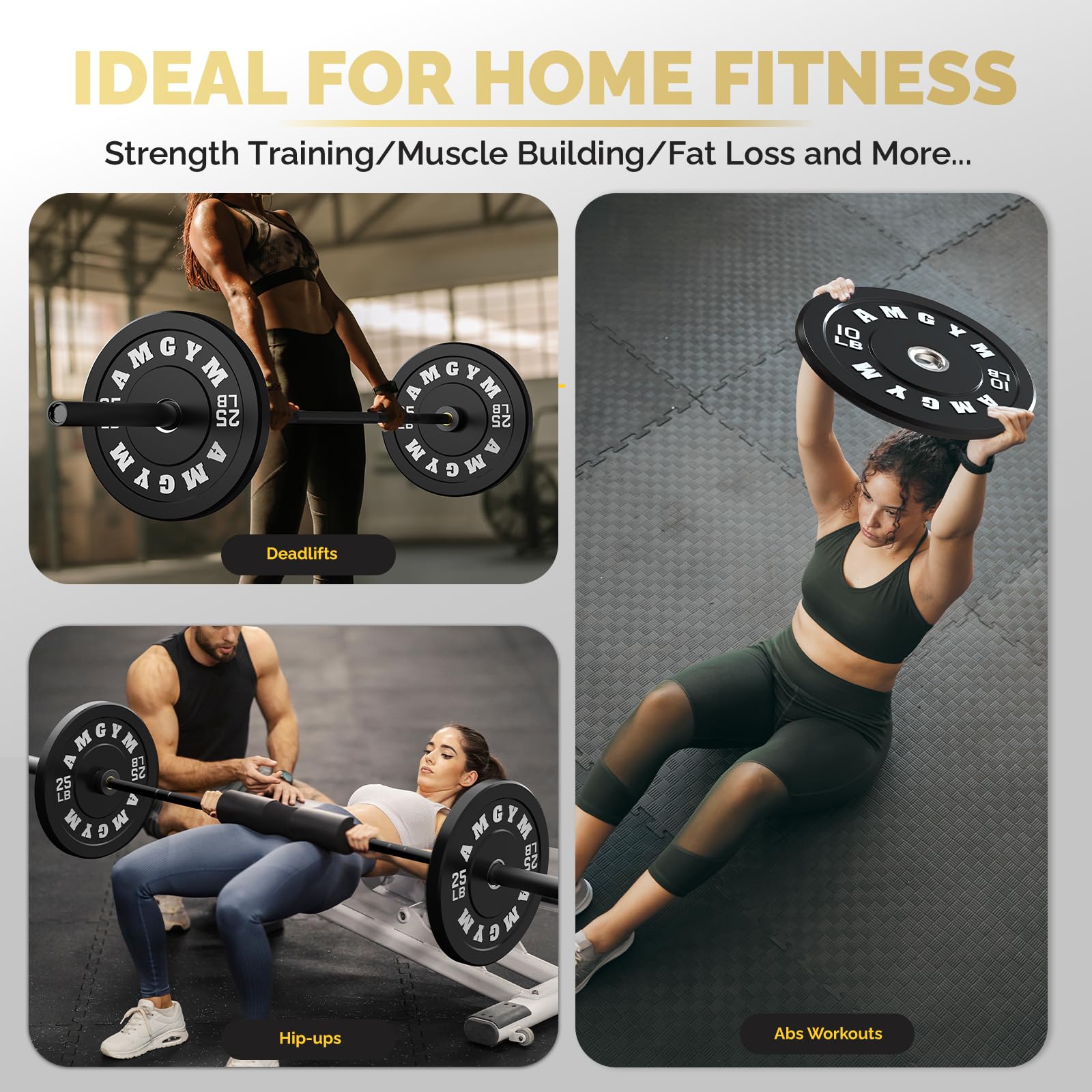 Premium 2-Inch Steel Bumper Plates 10-500lbs - Rubber Coated Olympic Weight Plates for Home Gym, CrossFit, Strength Training & Weightlifting - Ideal for Deadlifts, Squats & Powerlifting Workouts