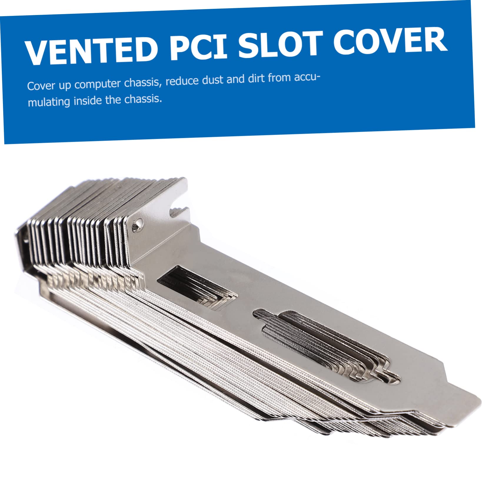 20 Pack Steel PCI Slot Covers with Ventilation - DP & VGA Compatible Computer Case Bracket Replacement for Gaming PC, Workstation & Server Setup (Dust Protection & Improved Airflow)