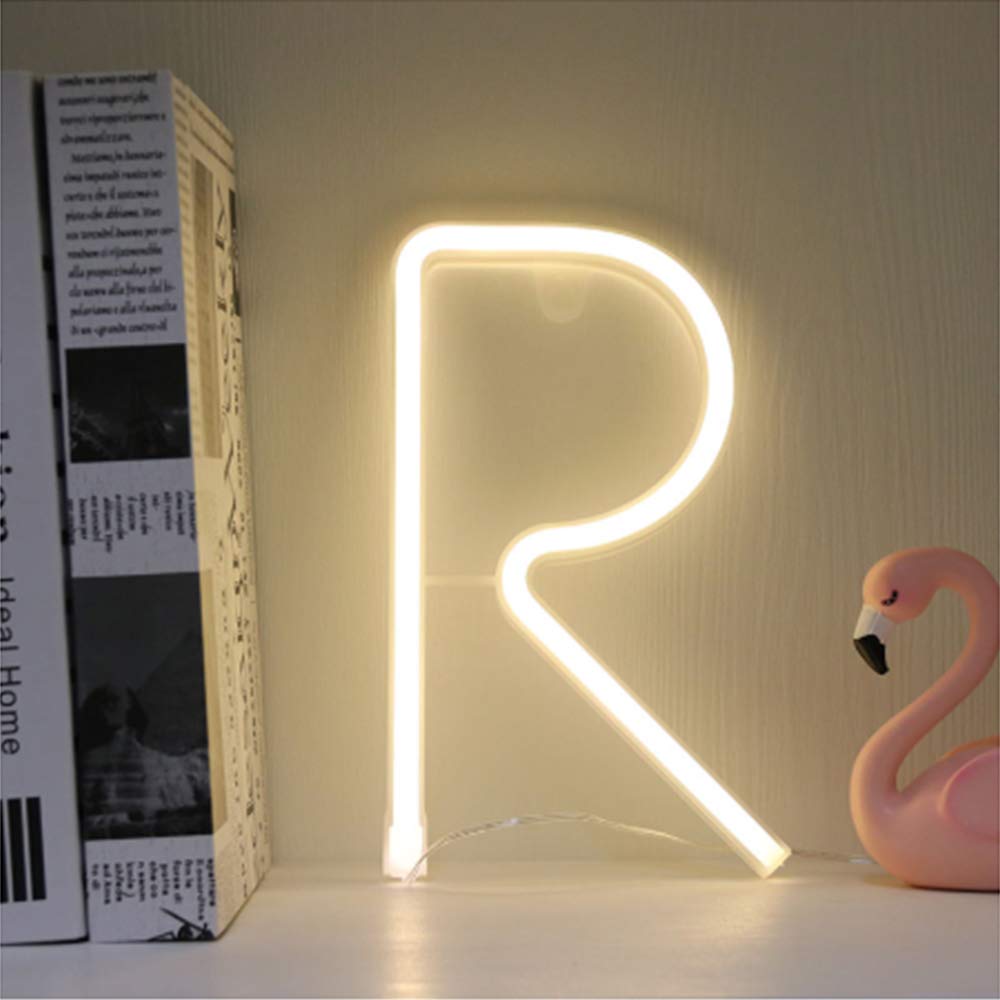 R Letter Neon LED Light Sign - Custom Alphabet A-Z Marquee Word Sign in Warm White for Girls Night Light, Wall Decor | Perfect for Christmas, Birthday, Wedding, Bar, Bedroom & Party Accessories (R) - Create Stunning Ambiance for Home, Events & Instagram Photos