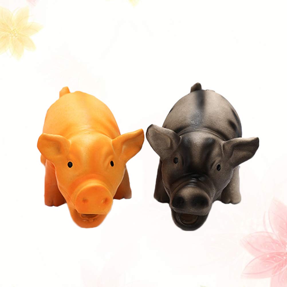 Baluue 2pcs Dog Chew Toys for Small Puppies - Squeaky Pig Toy for Teething & Playtime