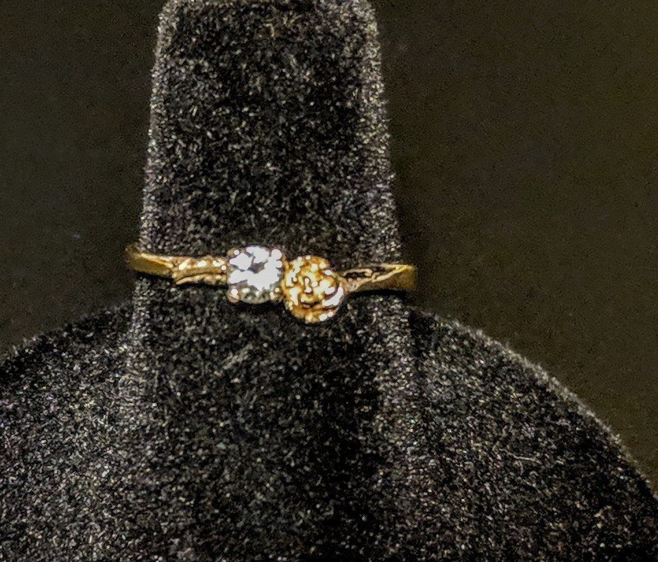 Natural Sapphire Promise Ring - Solid Yellow or White Gold with Rose & White Sapphire Accents | 14K 675 Fine Jewelry | Petite Engagement Ring for Women | Perfect for Proposals, Anniversaries & Special Occasions