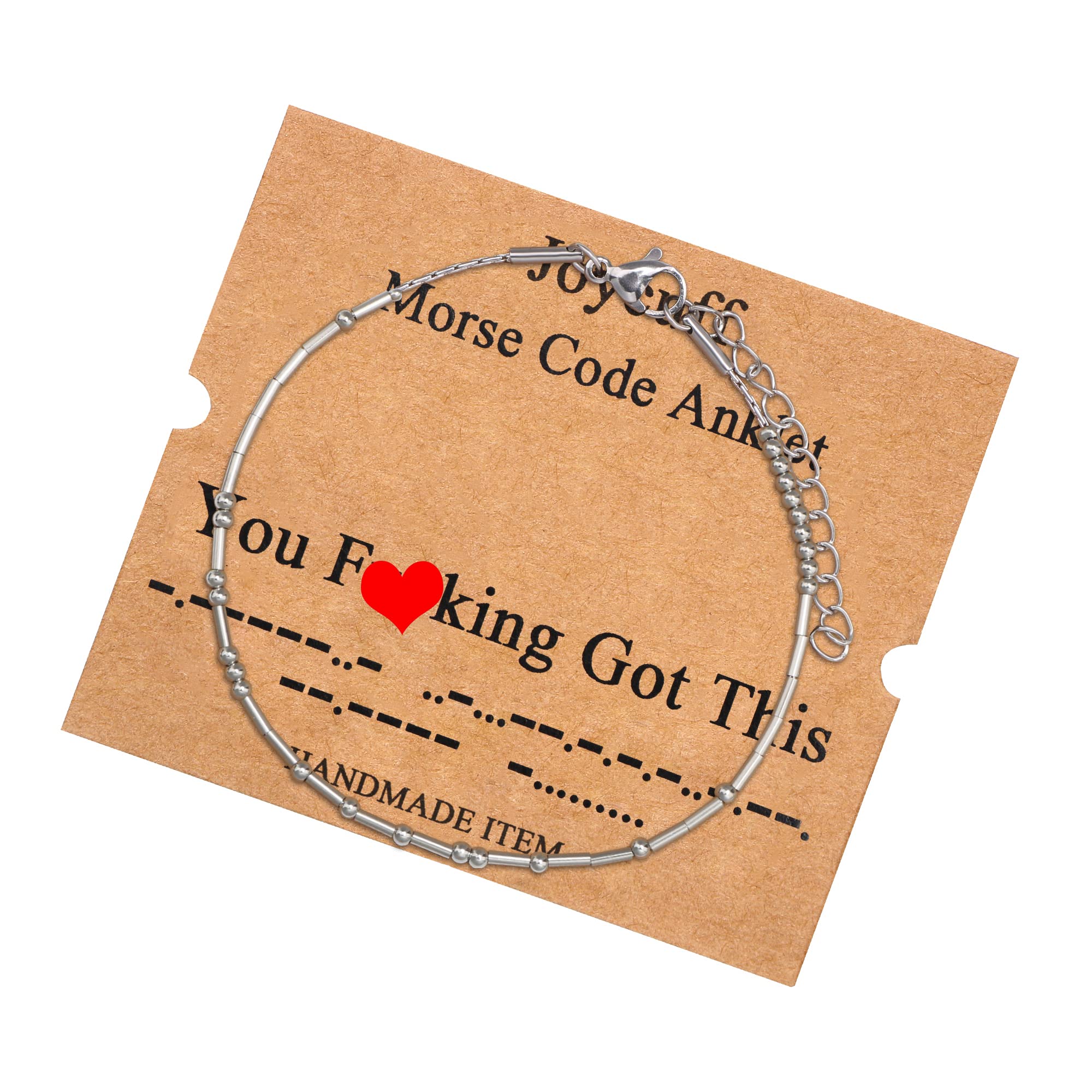 JoycuFF Morse Code Ankle Bracelet for Women - Adjustable Silver Anklet Jewelry, Unique Birthday Gift for Her - Perfect for Everyday Wear, Date Nights & Special Occasions