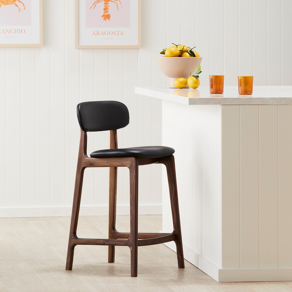 Premium Alaska Leather Bar Stool - Handcrafted Genuine Leather Counter Height Stool for Kitchen Island, Home Bar & Dining Room - Modern Rustic Decor with Adjustable Height & Comfortable Backrest