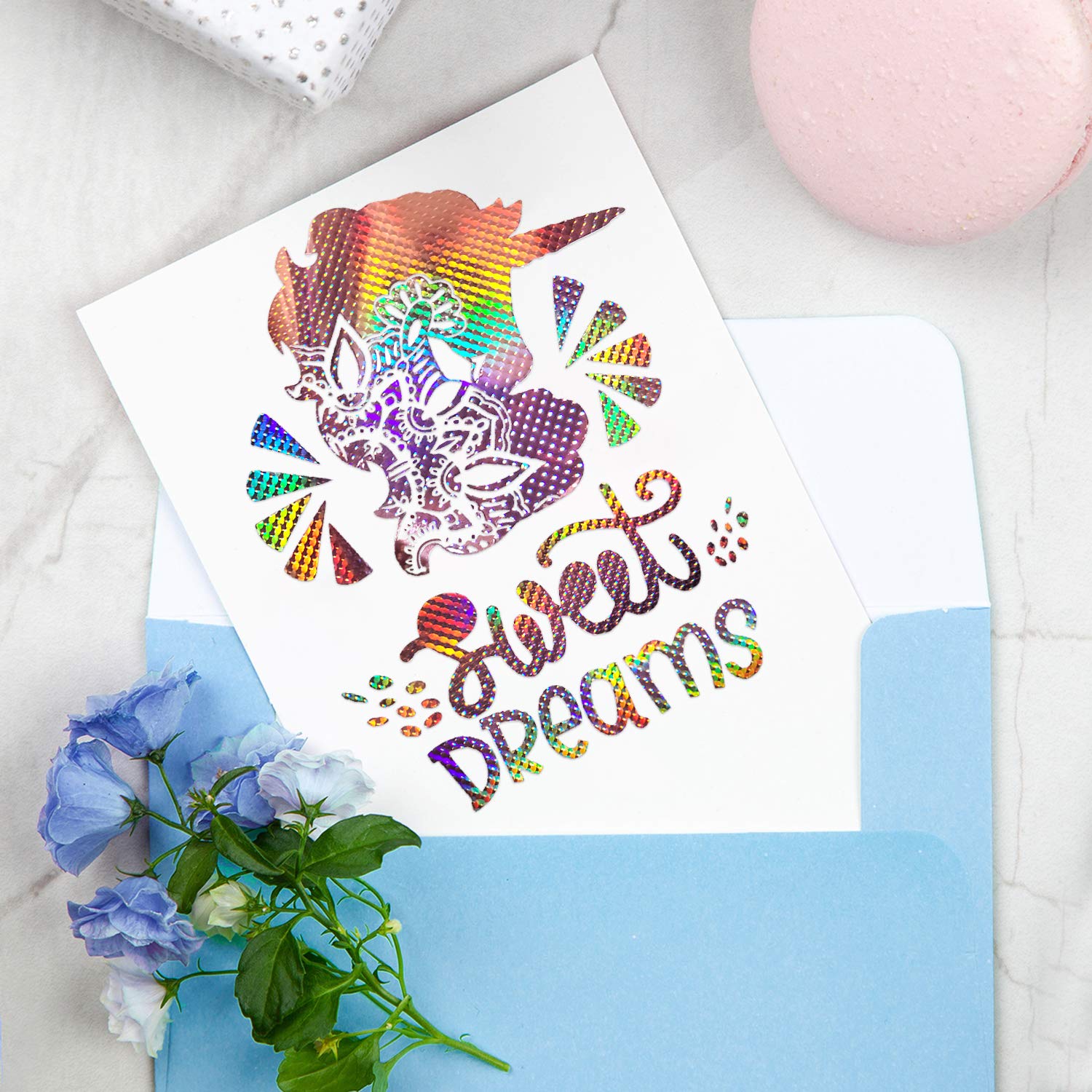 GIRAFVINYL Rose Gold Holographic Permanent Vinyl - 6 Sheets (12