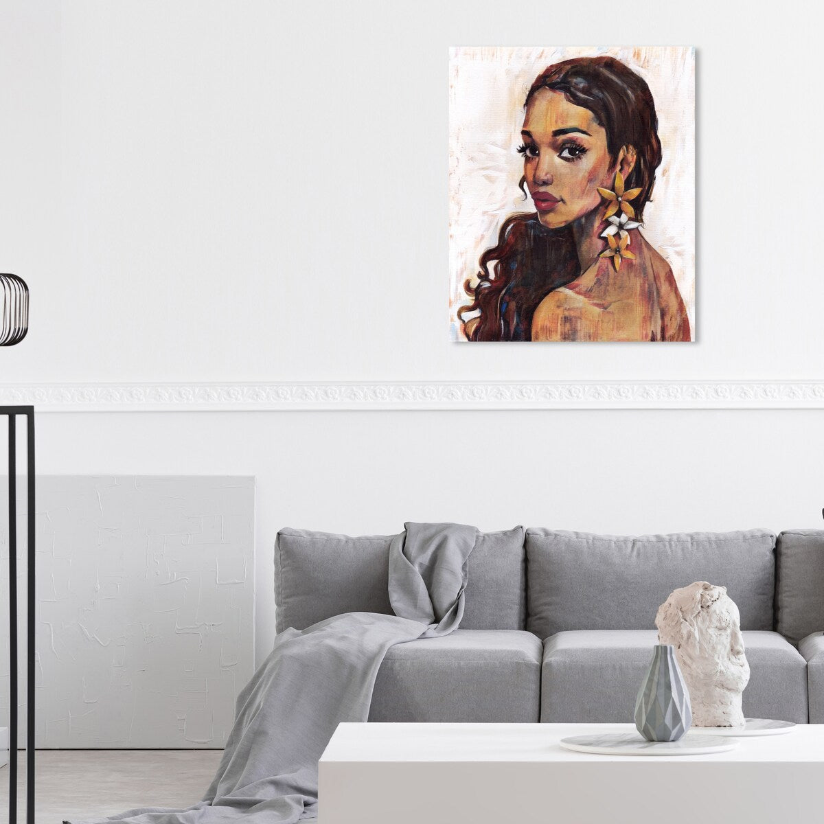 Elegant White Floral Canvas Wall Art Print - Traditional Flower Painting for Bedroom Decor | Perfect for Living Room, Nursery & Home Office