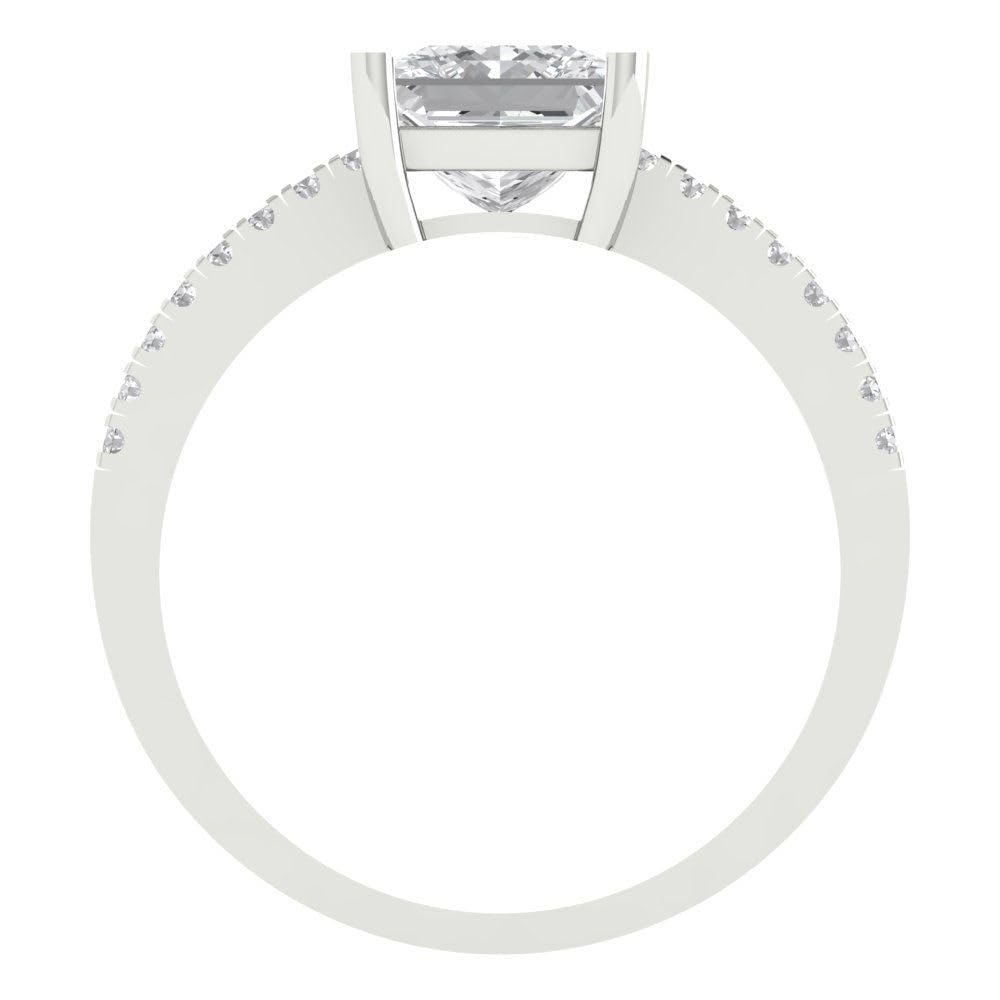 1.66 ct Princess Cut Moissanite Engagement Ring for Women - 14k White Gold Solitaire Bridal Ring - Anniversary & Wedding Jewelry Gift - Perfect for Proposals, Engagements & Special Occasions