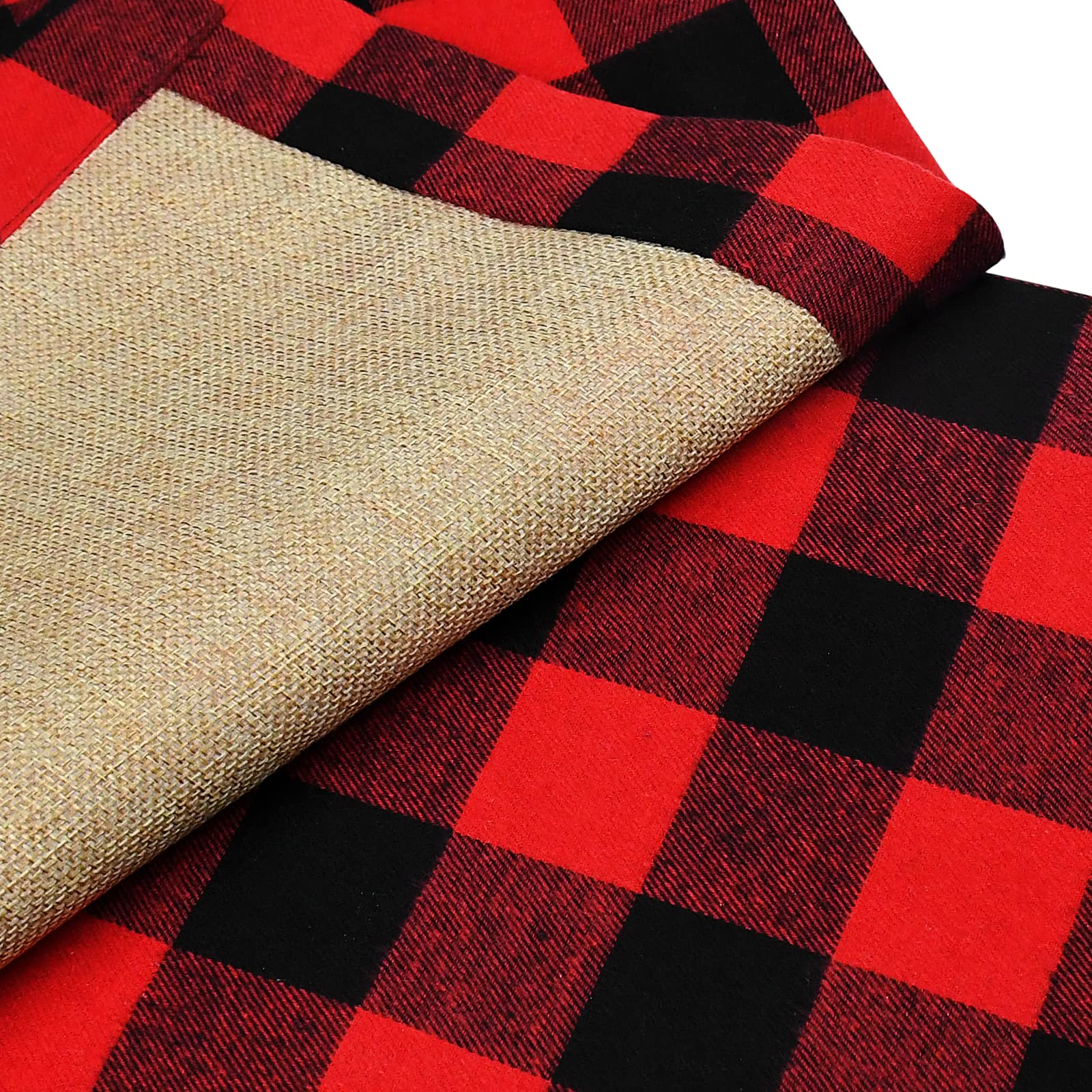 Senneny Set of 6 Christmas Placemats - Buffalo Check Red Black Plaid Reversible Burlap & Cotton Holiday Table Mats for Christmas Decorations | Perfect for Holiday Dinner Parties, Festive Table Settings & Home Decor