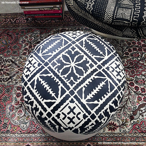 Soft Fez Blanket - Authentic Moroccan Stencil Design - Cozy Throw for Bed, Sofa & Outdoor Picnics