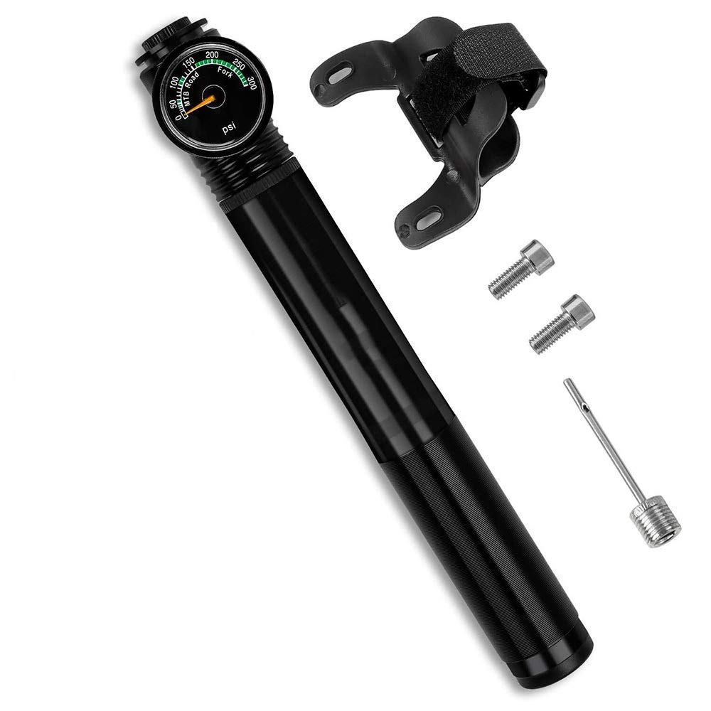 Portable Mini Bike Pump - 300 PSI High Pressure Bicycle Air Pump with Gauge for Mountain Bikes, Road Bikes & Inflatable Toys | Lightweight, Compact Design for On-the-Go Cycling & Outdoor Adventures