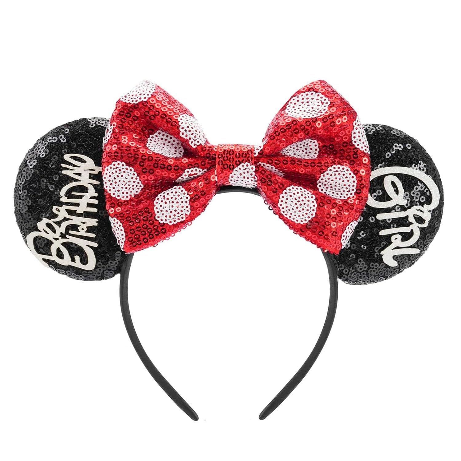 Sparkly Sequin Mouse Ears Headband for Women & Girls - Birthday Party Hair Accessories, Disney Cosplay Costume, Halloween & Theme Park Wear - Perfect for Birthday Celebrations, Disney Trips & Costume Parties