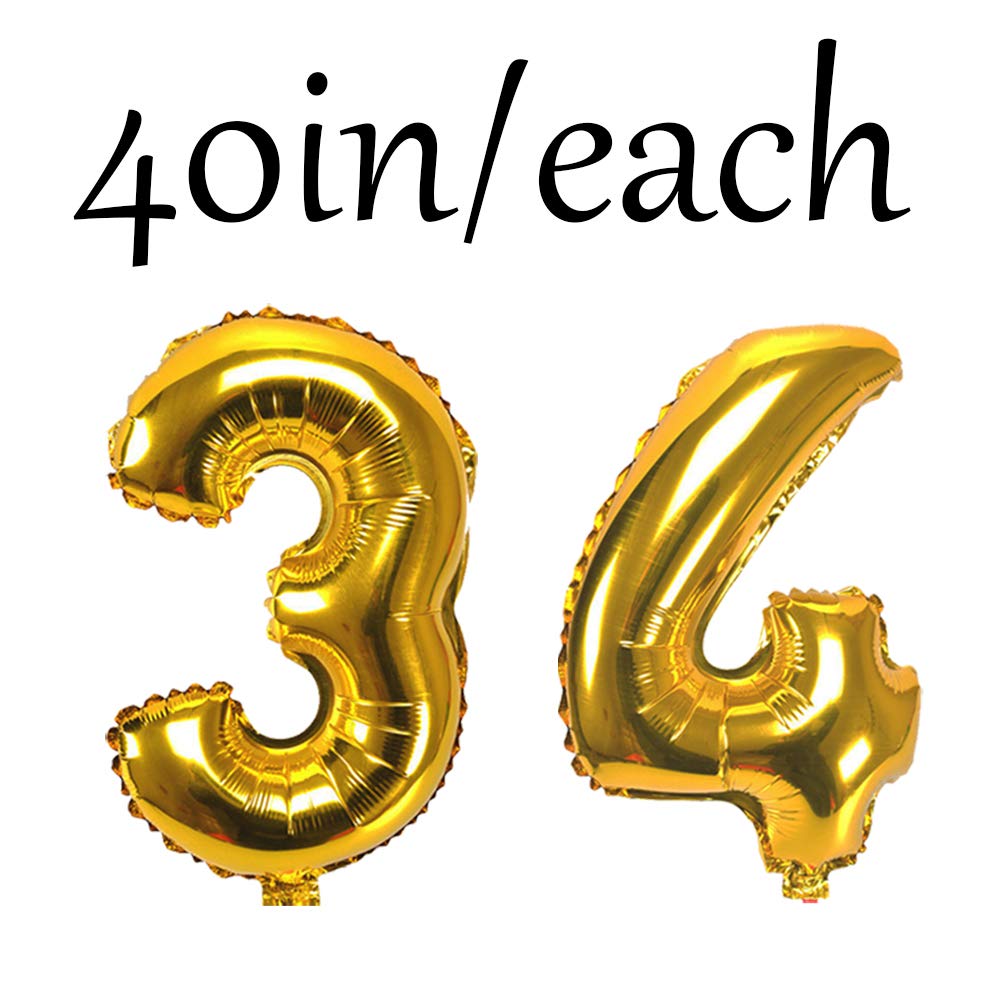 34th Birthday Banner & Balloons Set - Gold & Black Party Decorations for 34 Years Old Birthday Celebration | Perfect for Adult Birthday Parties, Milestone Celebrations & Photo Backdrops
