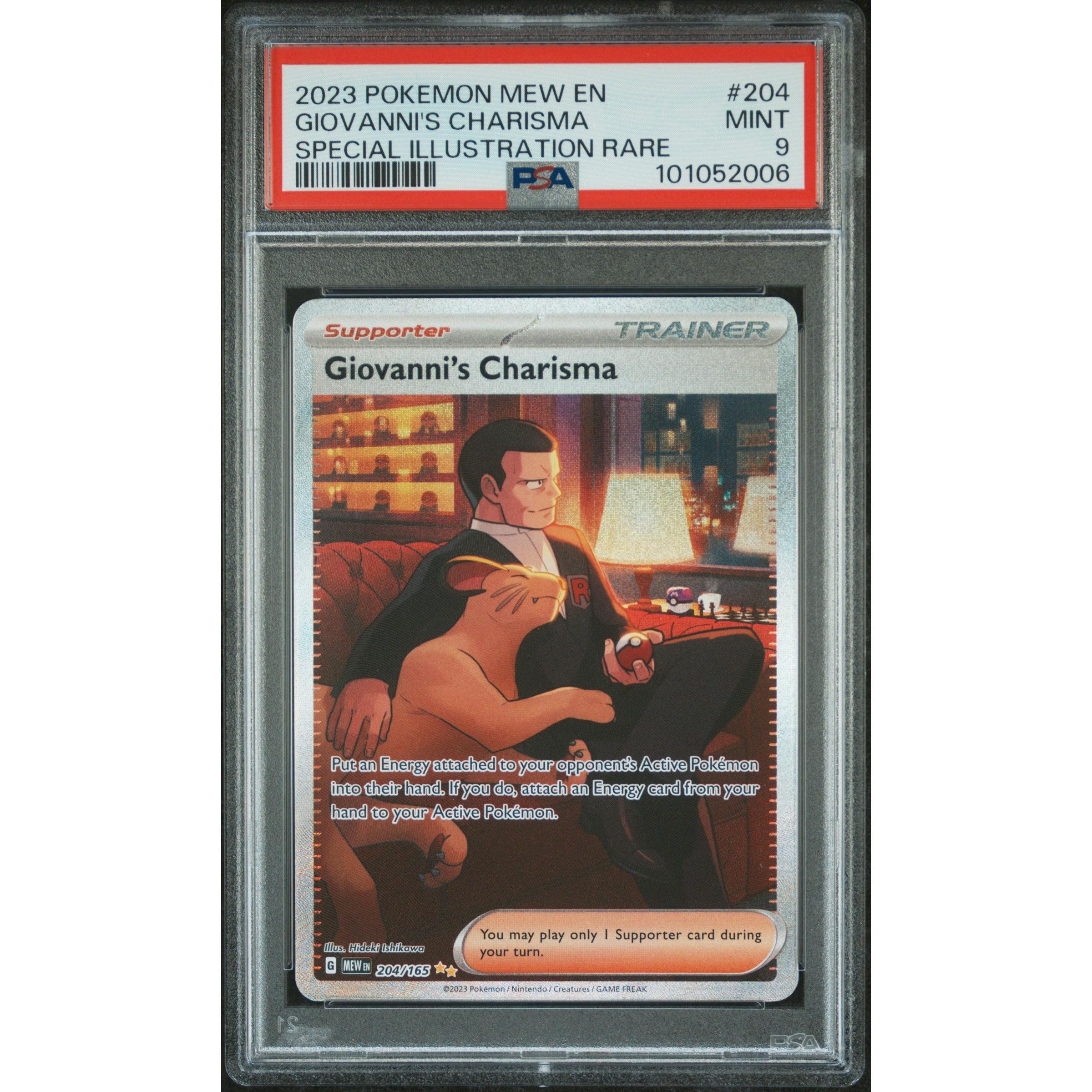2023 Pokemon Mew 151 Giovanni's Charisma SIR 204/165 PSA 9 Gem Mint Trading Card - Rare Collectible for Pokemon TCG Players & Investors