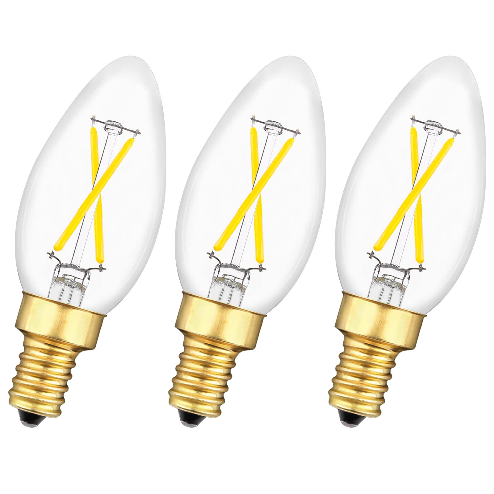 E12 Candelabra LED Light Bulbs - 25 Watt Equivalent, 200 Lumen, Daylight White 5000K, Clear Filament Dimmable LED Candle Bulbs (3-Pack) - Perfect for Chandeliers, Wall Sconces, Ceiling Fans & Decorative Lighting
