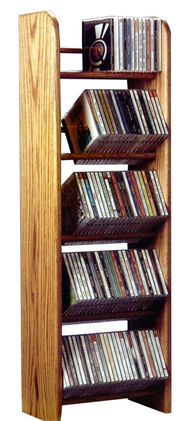 Premium Oak Wood CD Storage Rack - HILL 04 Series Dowel Style 504 CD Organizer - 38