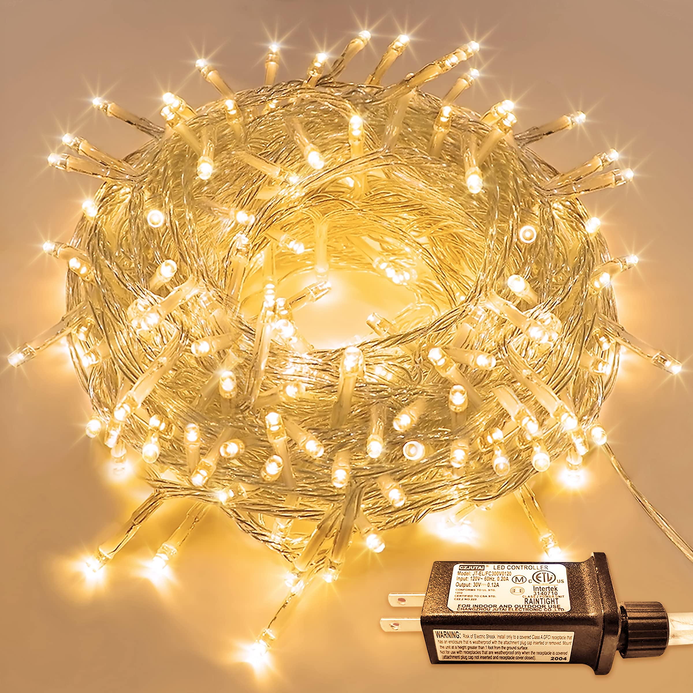 JMEXSUSS 300 LED Warm White Christmas String Lights - Indoor/Outdoor Waterproof Fairy Lights with 8 Modes & Clear Wire - Perfect for Christmas Tree, Bedroom, Holiday Decorations (Party, Wedding, Garden, Patio)
