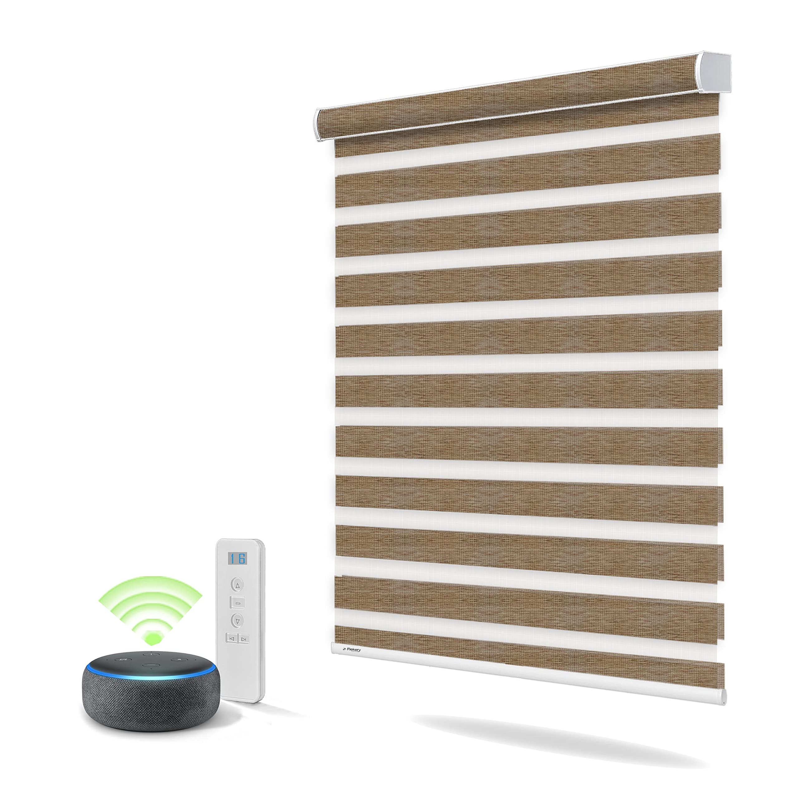 Smart Motorized Roller Shades - Blackout Window Blinds with Remote Control & Rechargeable Battery, Works with Alexa, Google Home & Smartphone App for Smart Home Automation | Perfect for Bedroom, Living Room & Office