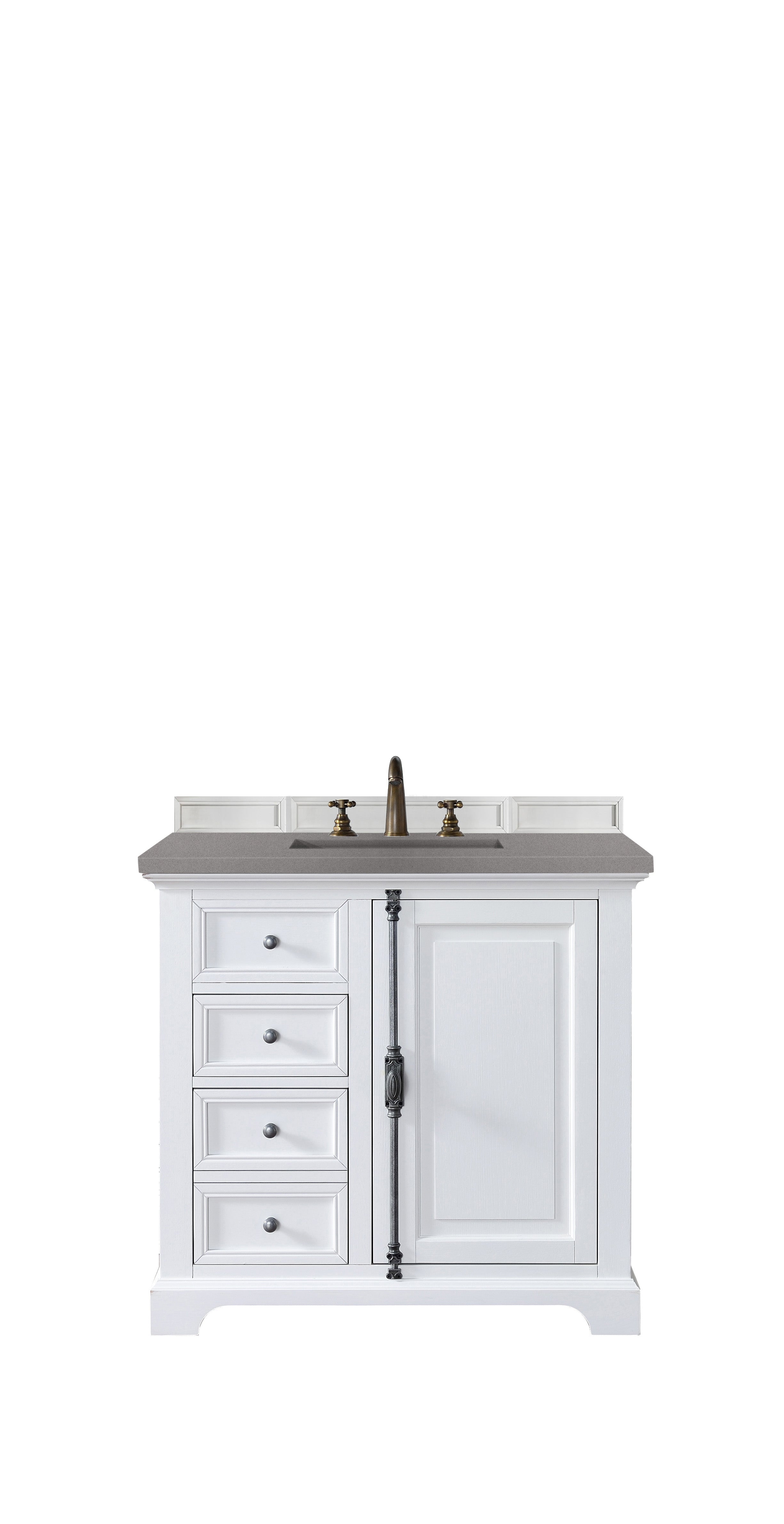 Providence 36 Inch Single Bathroom Vanity Set with 3CM Gray Expo Quartz Countertop - Bright White Finish for Modern Bathroom Remodel | Perfect for Small Spaces & Guest Bathrooms