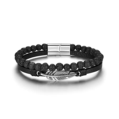 Black Leather + Lava Rock Stone
