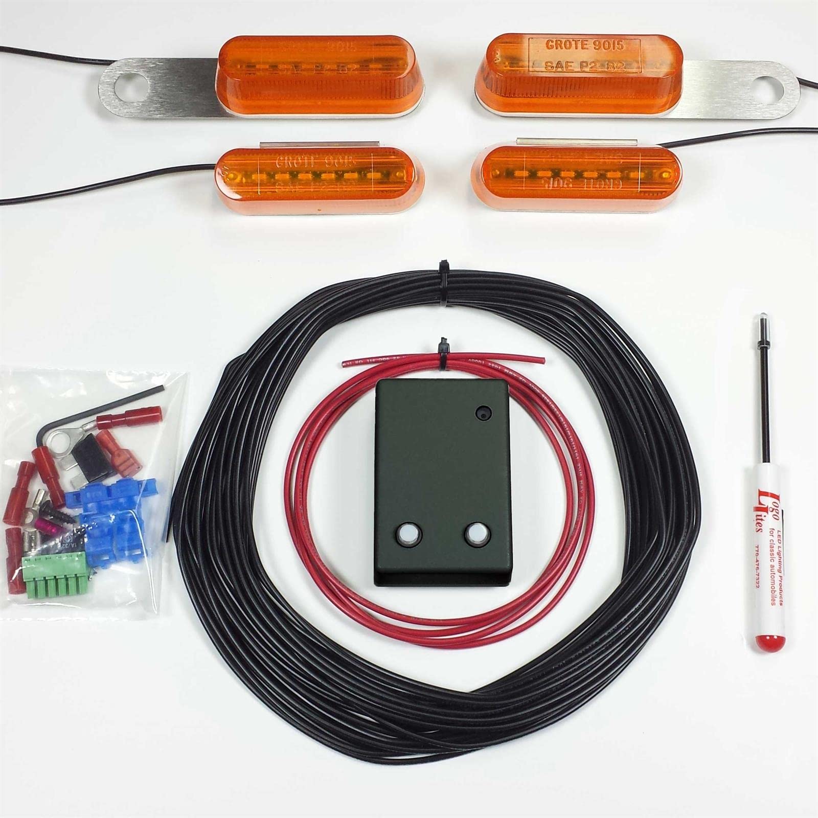 Universal Amber LED Turn Signal Lights with Bumper Bracket Kit - High Visibility Safety Lights for Cars, Trucks, SUVs & Motorcycles - Easy Installation & Durable Design for Day & Night Driving