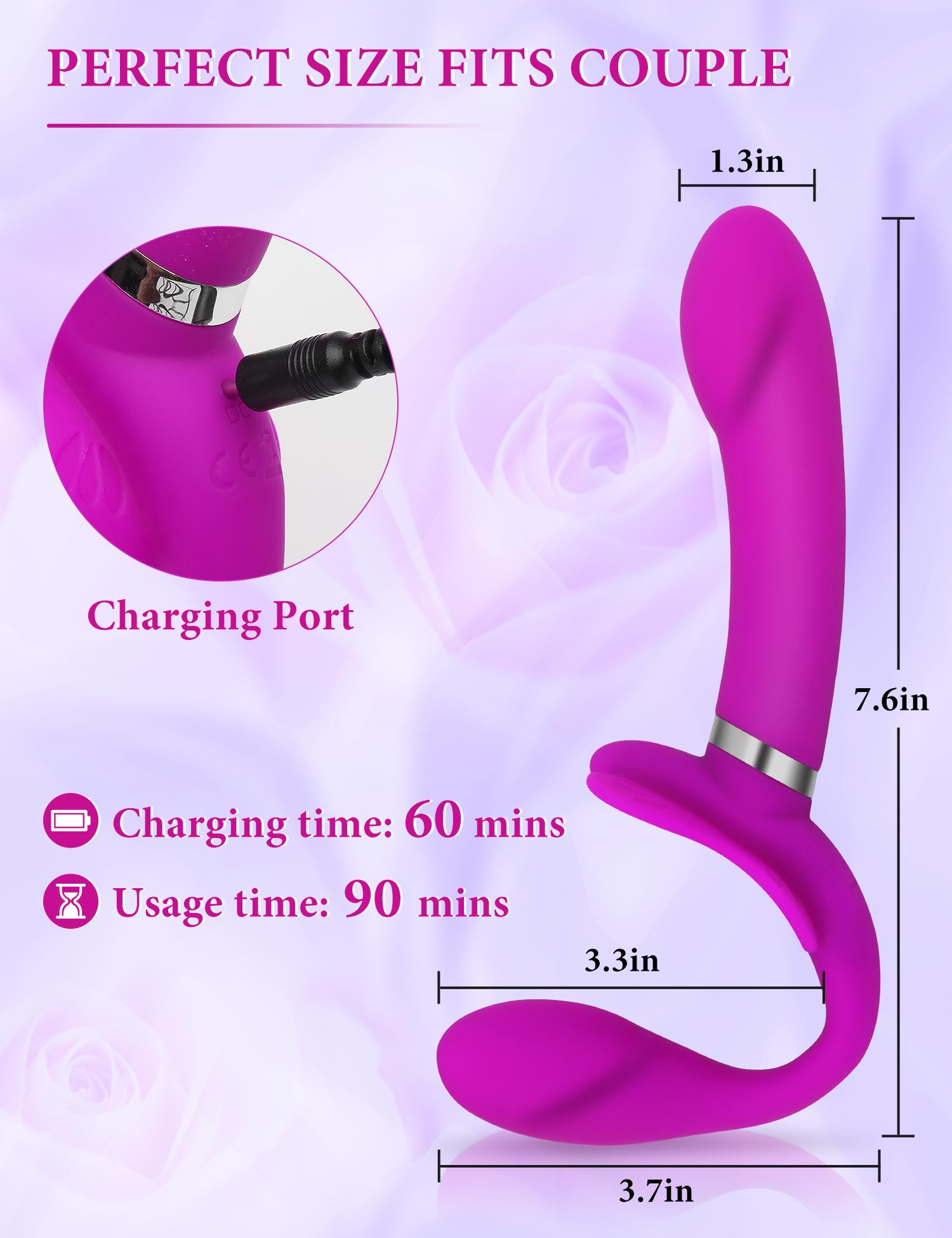 Strapless Strap-On Dildo with G-Spot Stimulation - 12 Vibration Modes Double Ended Vibrator for Women & Couples - Lesbian Sex Toy with Clitoral Stimulator for Enhanced Intimacy & Couples Play