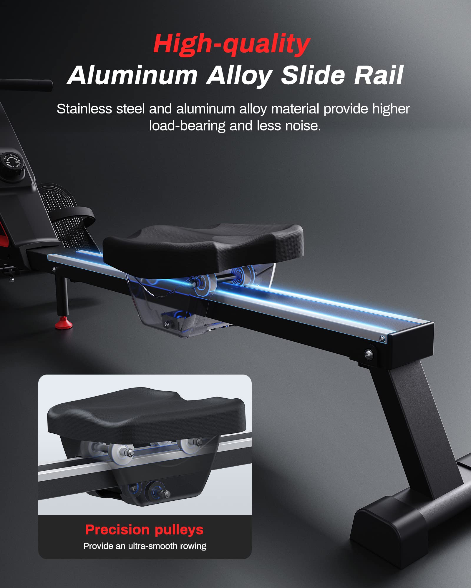UTRYUP Magnetic Water Rowing Machine for Home Gym - 350 lbs Weight Capacity, 16 Resistance Levels, Quiet Foldable Design with Bluetooth Connectivity & App Support - Perfect for Small Spaces, Cardio Workouts & Full-Body Training (Includes Tablet Holder)