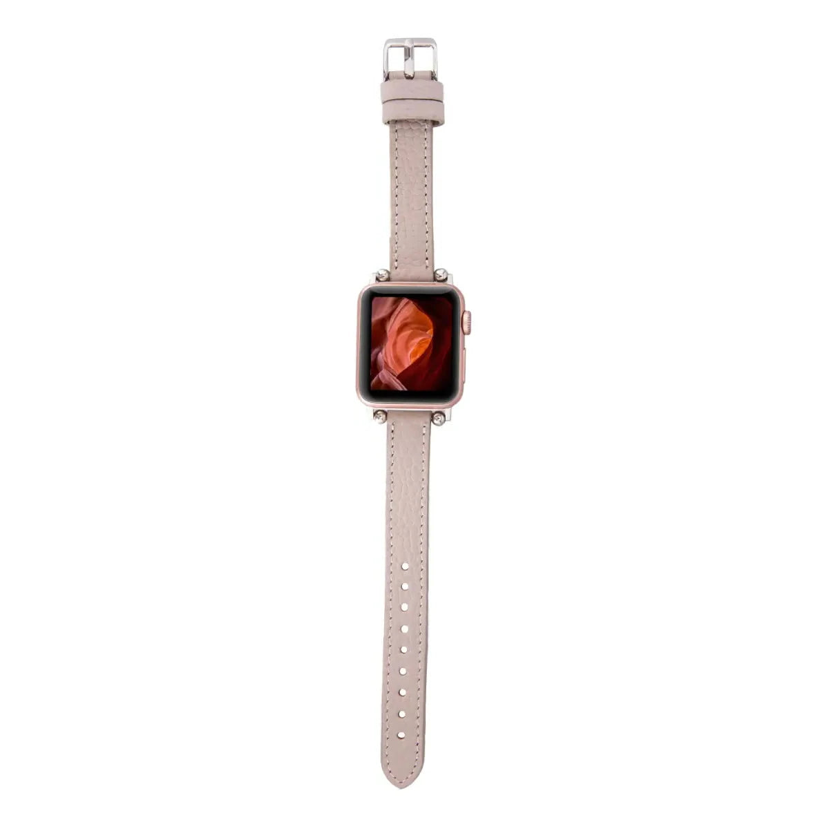 Premium Beige Genuine Leather Ultra Slim Apple Watch Band - Stylish & Comfortable for Everyday Wear, Workouts & Fashion Accessories