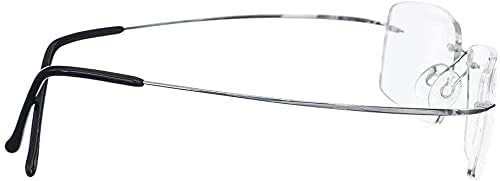 Lightweight Titanium Bifocal Reading Glasses for Men & Women - Rimless Fashion Eyewear with Case - Perfect for Reading, Computer Work & Daily Use
