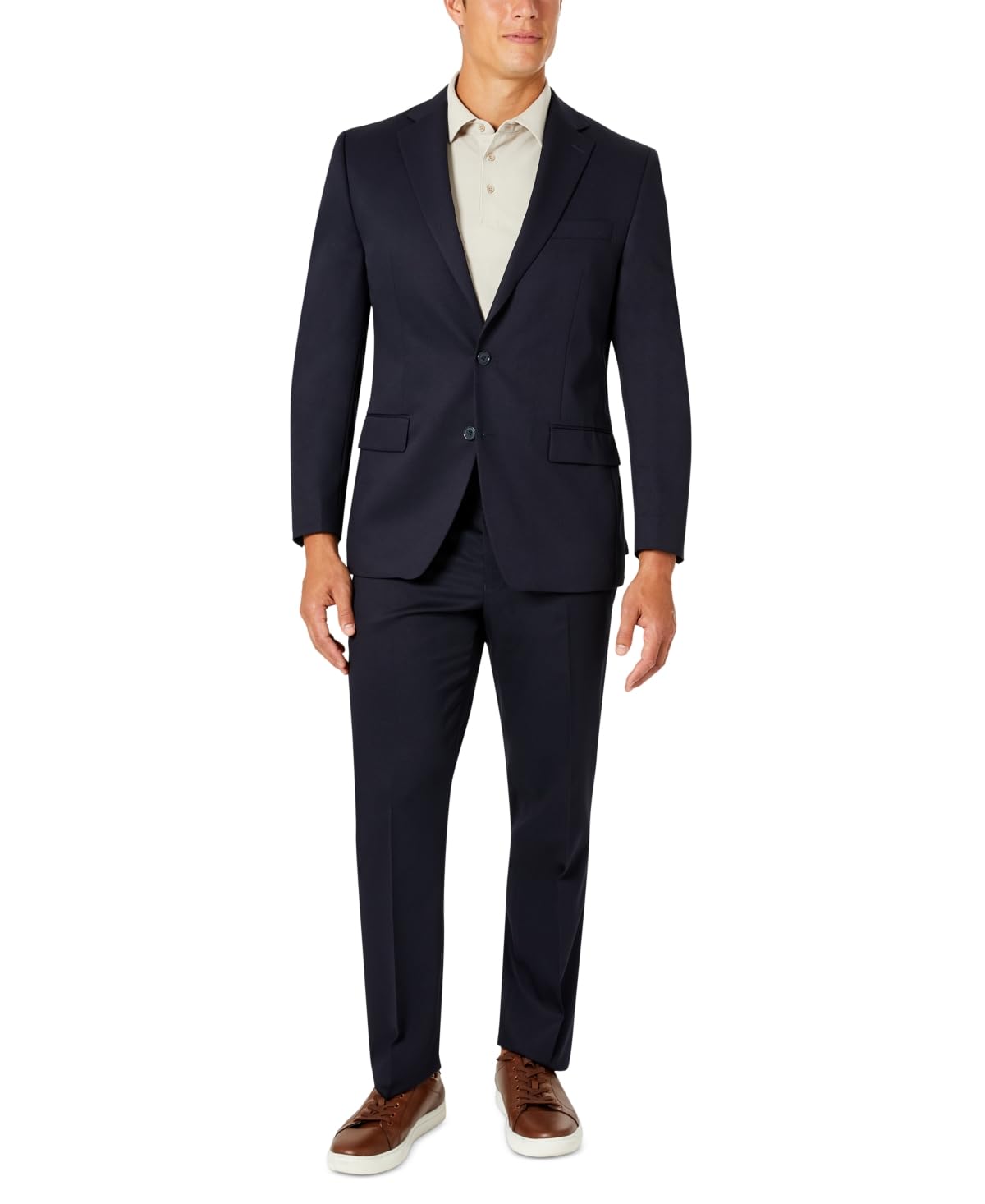 Van Heusen Men's Stretch Performance Suit - 2 Button Business Suit Jacket & Pants Set for Office, Interviews & Formal Events | Comfortable & Professional Attire